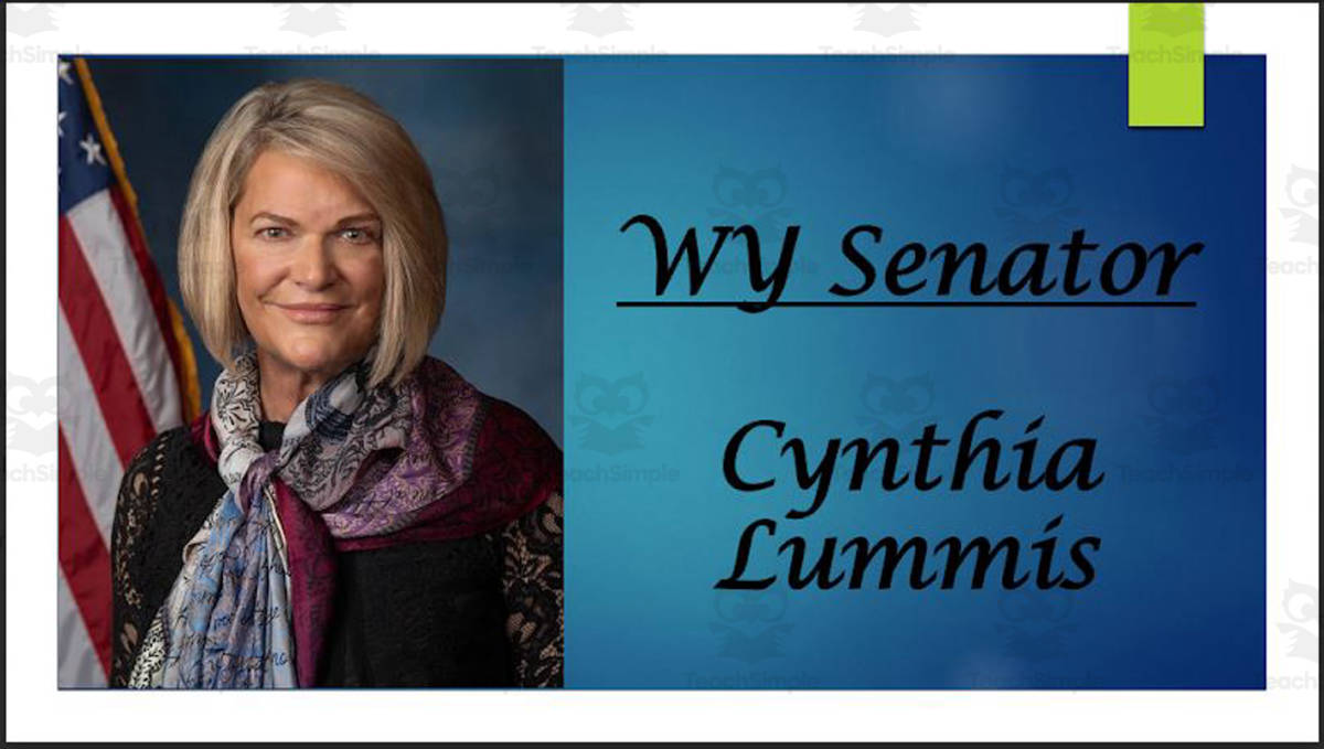 An educational teaching resource from Mr. Matthews Teacher Store entitled Current Wyoming U.S. Senators & Representative (BIO PPT Bundle) downloadable at Teach Simple.