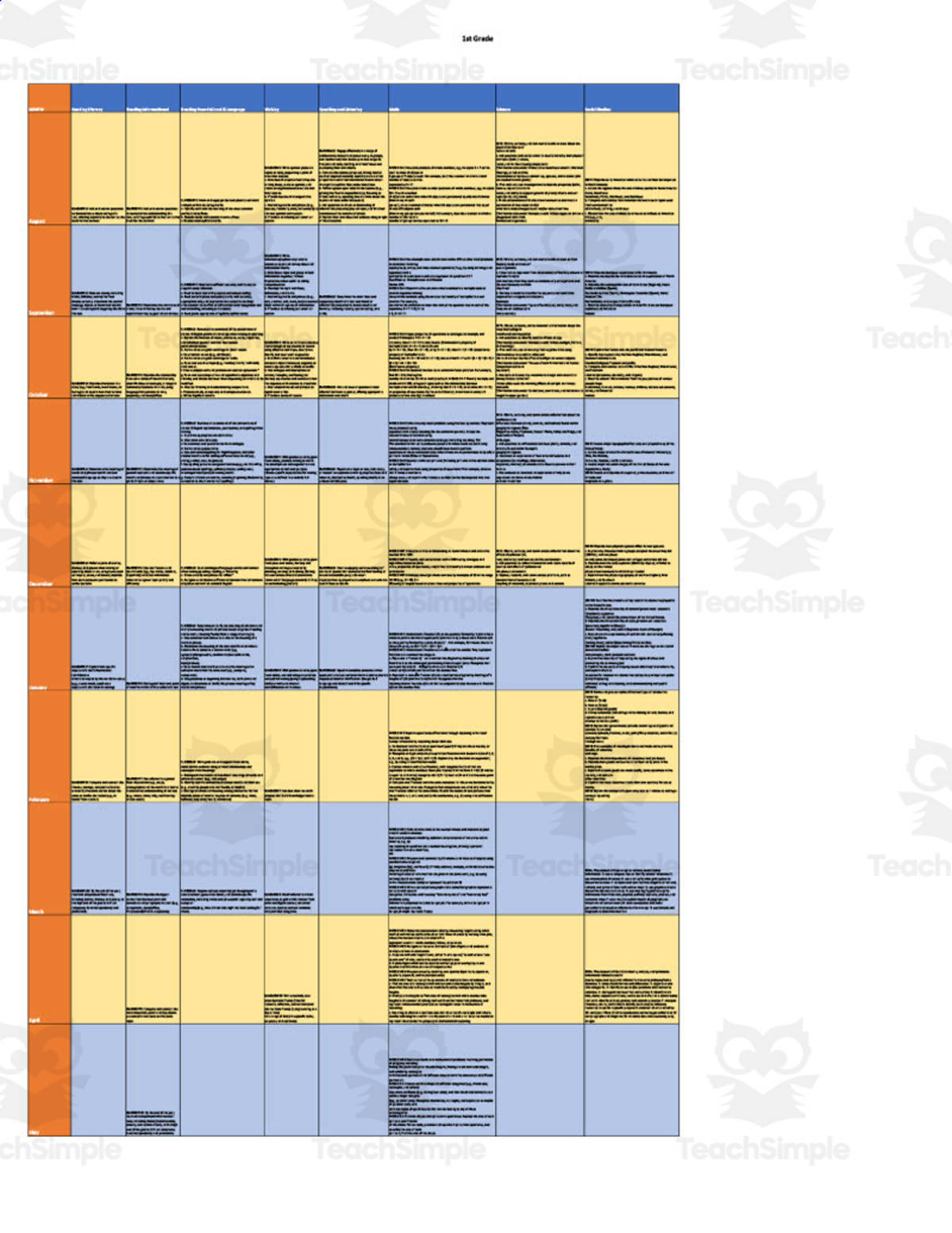 An educational teaching resource from DK's Creations entitled Curriculum Map for 3rd Grade - Georgia downloadable at Teach Simple.