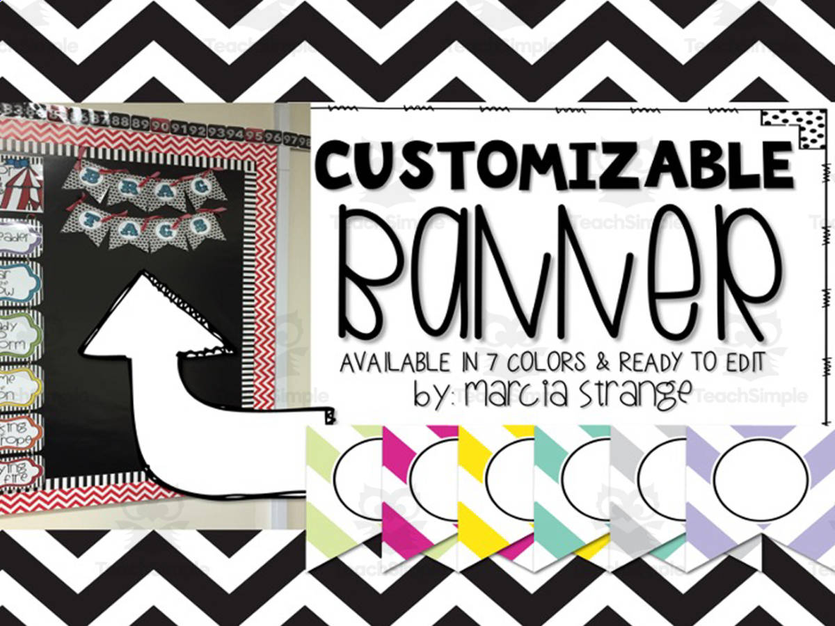 An educational teaching resource from Our Strange Class entitled Customizable Chevron Banners downloadable at Teach Simple.