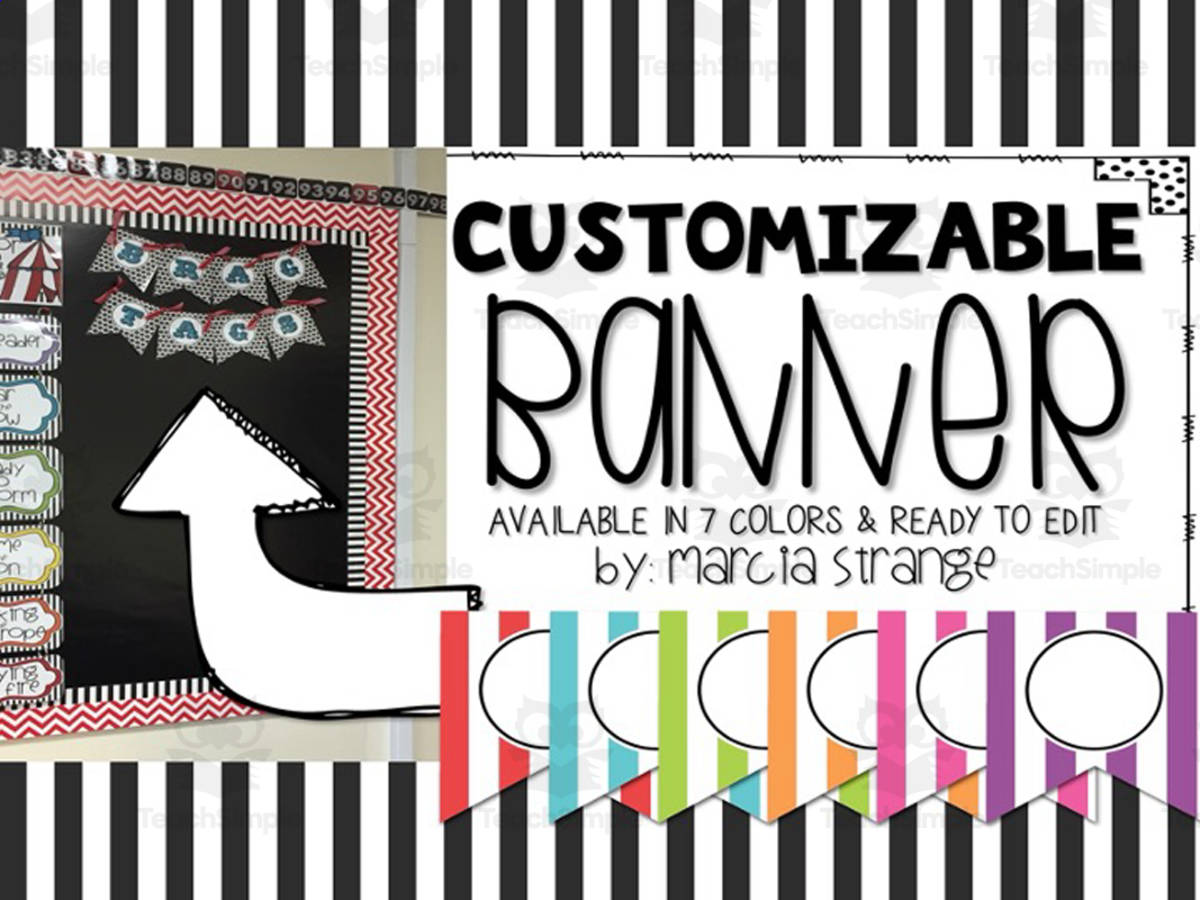 An educational teaching resource from Our Strange Class entitled Customizable Stripe Banners downloadable at Teach Simple.