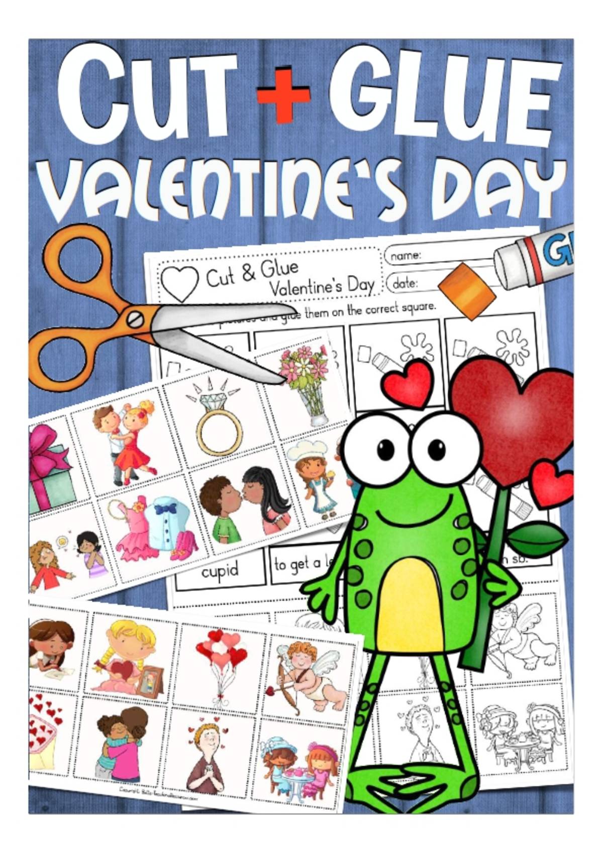 An educational teaching resource from Better Teaching Resources entitled Cut & Glue: Valentine's Day downloadable at Teach Simple.