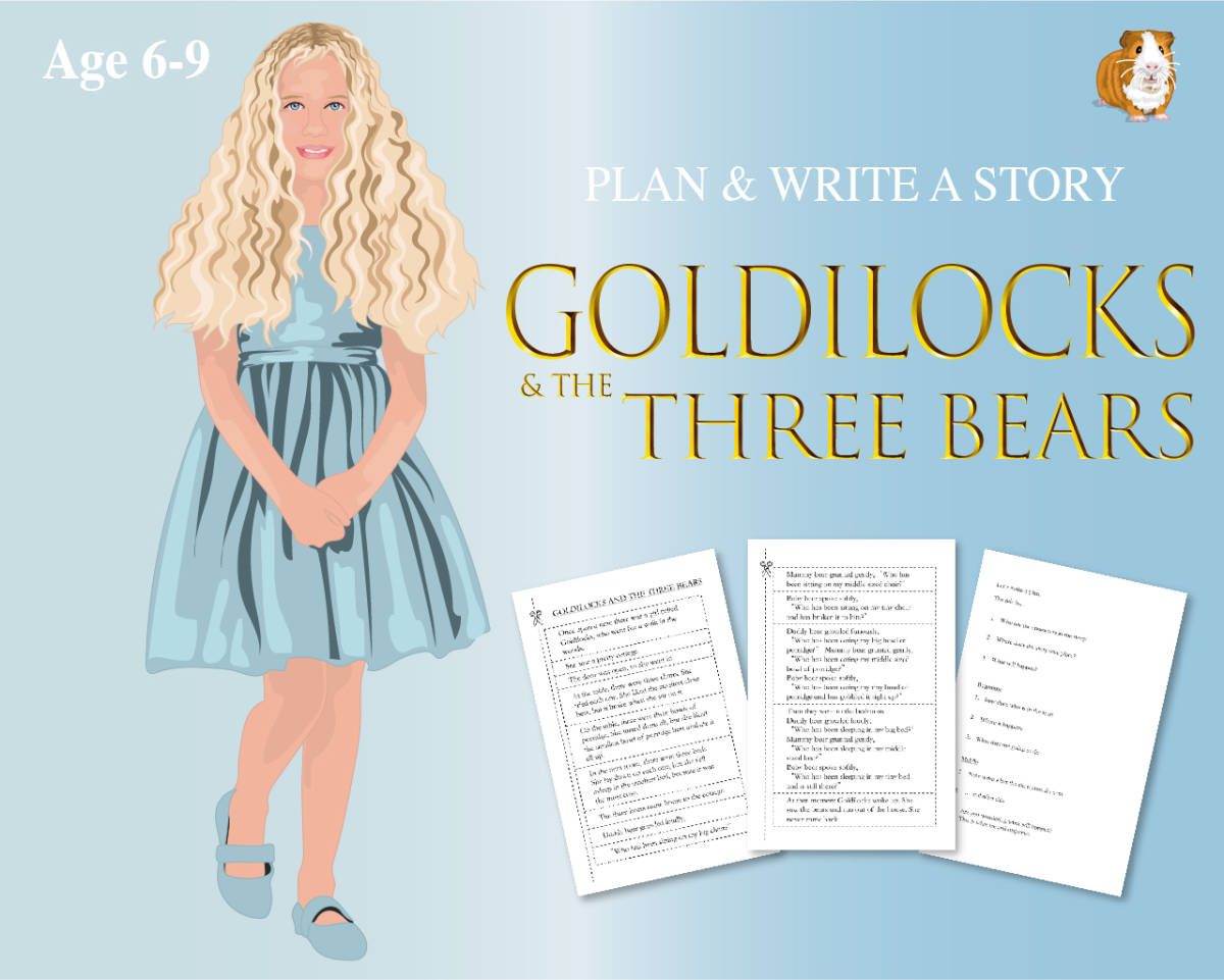 An educational teaching resource from Guinea Pig Education entitled Cut Out And Write The Story Of Goldilocks And The Three Bears (6-9 years) downloadable at Teach Simple.