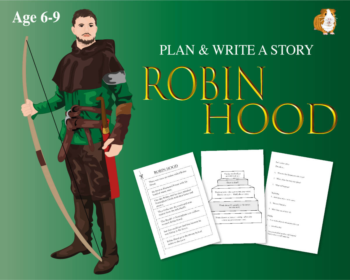 An educational teaching resource from Guinea Pig Education entitled Cut Out And Write The Story Of Robin Hood (6-9 years) downloadable at Teach Simple.