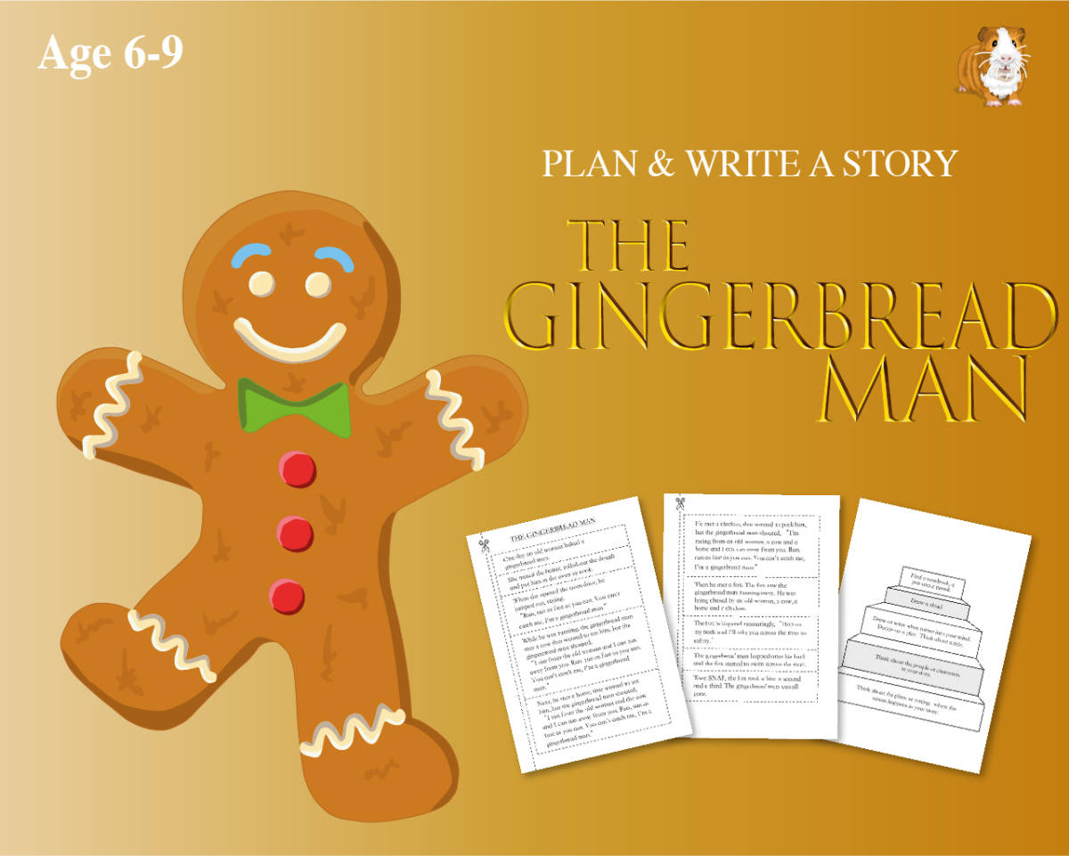 An educational teaching resource from Guinea Pig Education entitled Cut Out And Write The Story Of The Gingerbread Man (6-9 years) downloadable at Teach Simple.