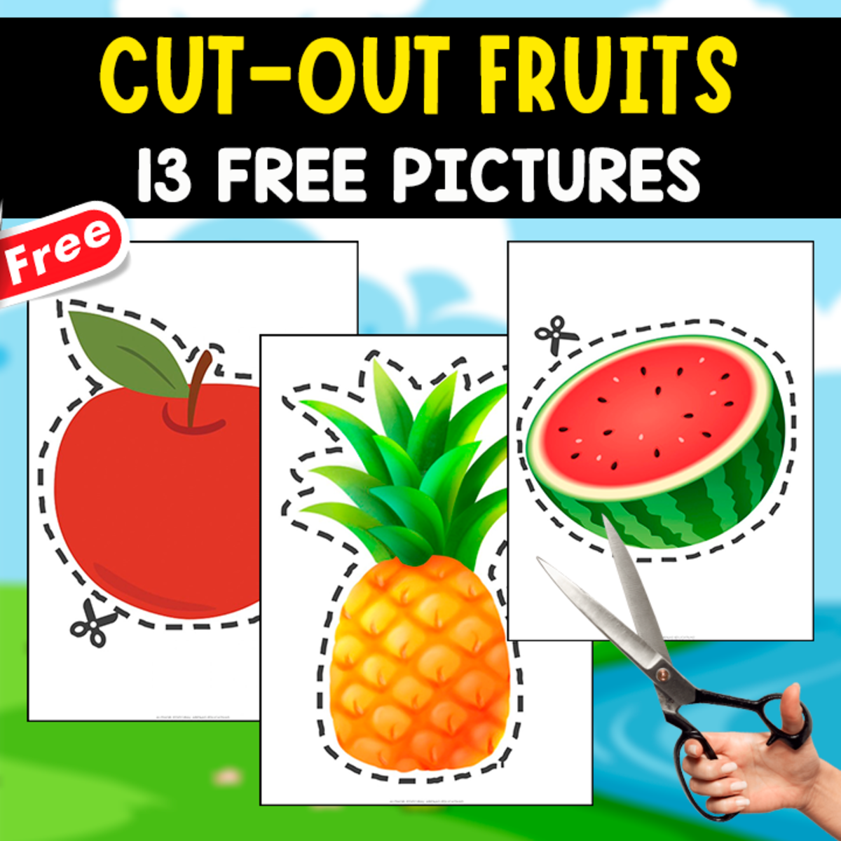 An educational teaching resource from EDITORIAL LAURA EDUCA entitled CUT-OUT PICTURES OF FRUITS | 13 FREE ILLUSTRATIONS downloadable at Teach Simple.