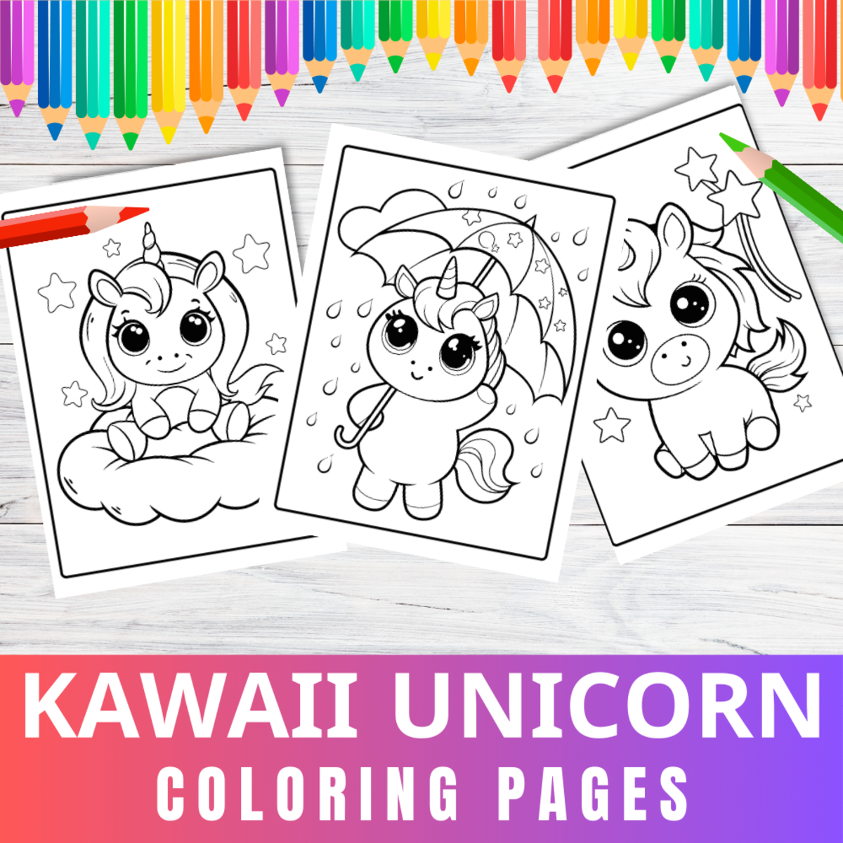 An educational teaching resource from Perfect_Printables entitled Cute Kawaii Unicorn Coloring Pages For Kids downloadable at Teach Simple.