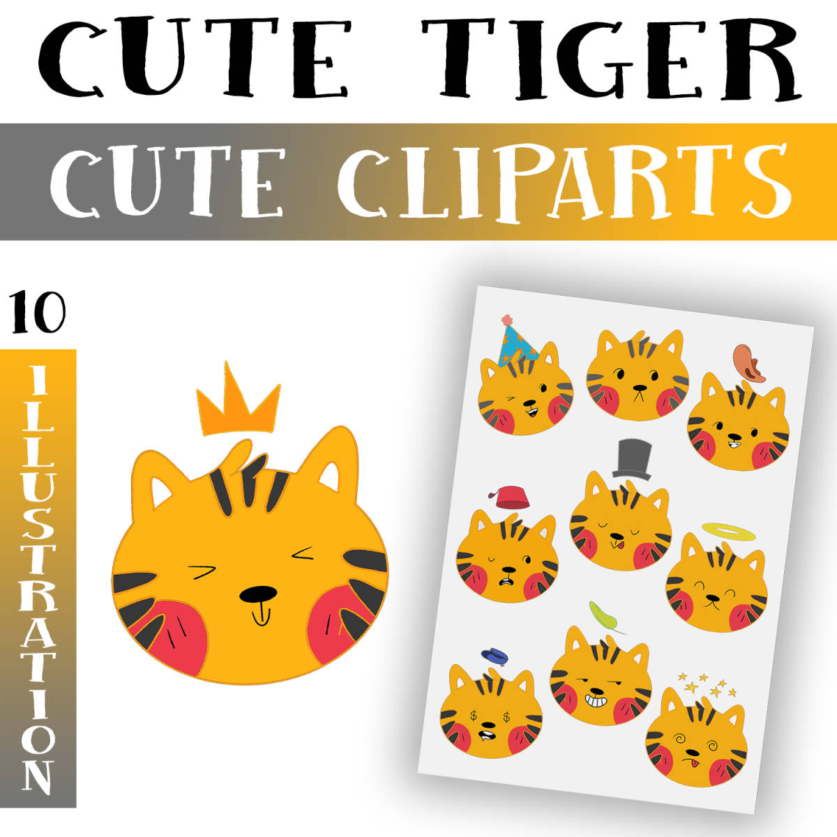 An educational teaching resource from Lapiiin Art Activities entitled Cute Little Tiger clipart Png - Baby Tigers Clipart - Commercial Use downloadable at Teach Simple.