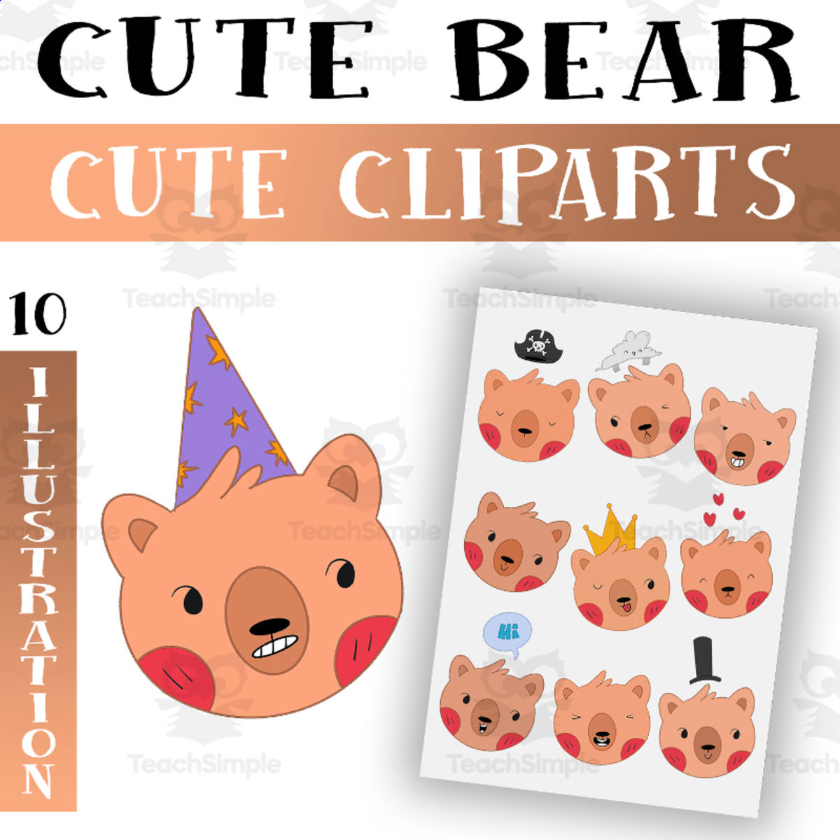 An educational teaching resource from Lapiiin Art Activities entitled Cute Teddy Bear Clipart / Baby Shower Clipart / Cute Bear Clipart downloadable at Teach Simple.