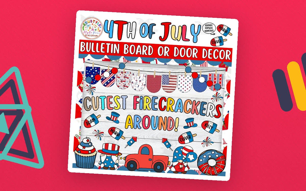 An educational teaching resource from Style Your Classroom entitled Cutest Firecrackers Around!: 4th of July Bulletin Board or Door Decor downloadable at Teach Simple.