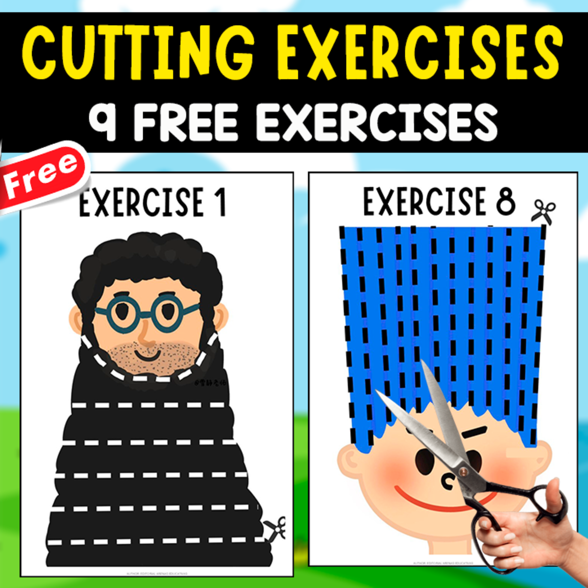An educational teaching resource from EDITORIAL LAURA EDUCA entitled CUTTING EXERCISES | 9 FREE PAGES downloadable at Teach Simple.
