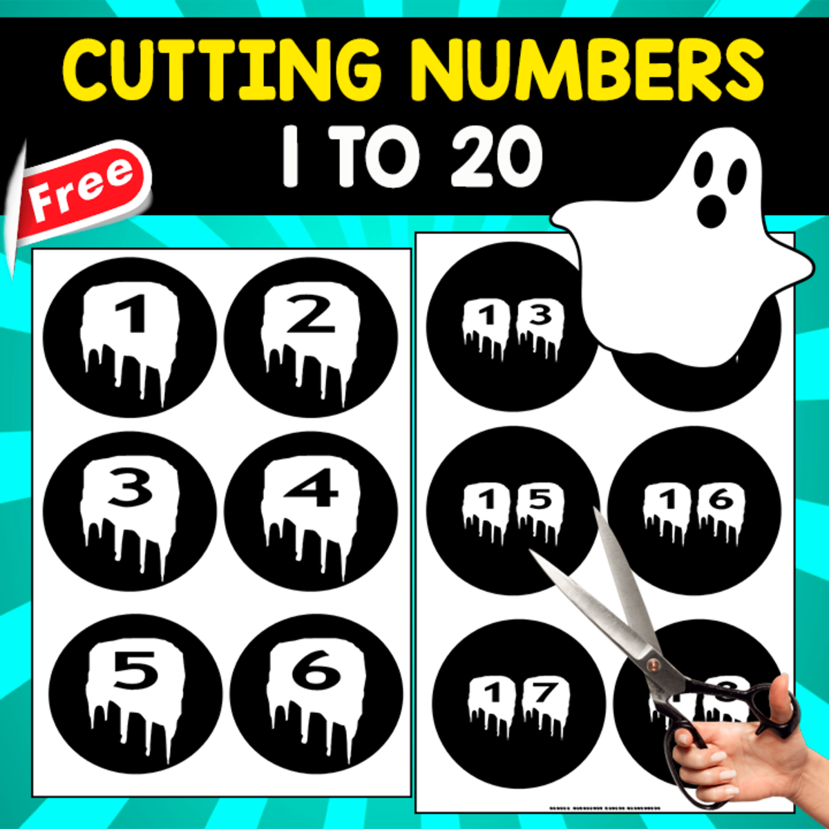 An educational teaching resource from EDITORIAL LAURA EDUCA entitled CUTTING NUMBERS HALLOWEEN THEMED | 1 TO 20 downloadable at Teach Simple.