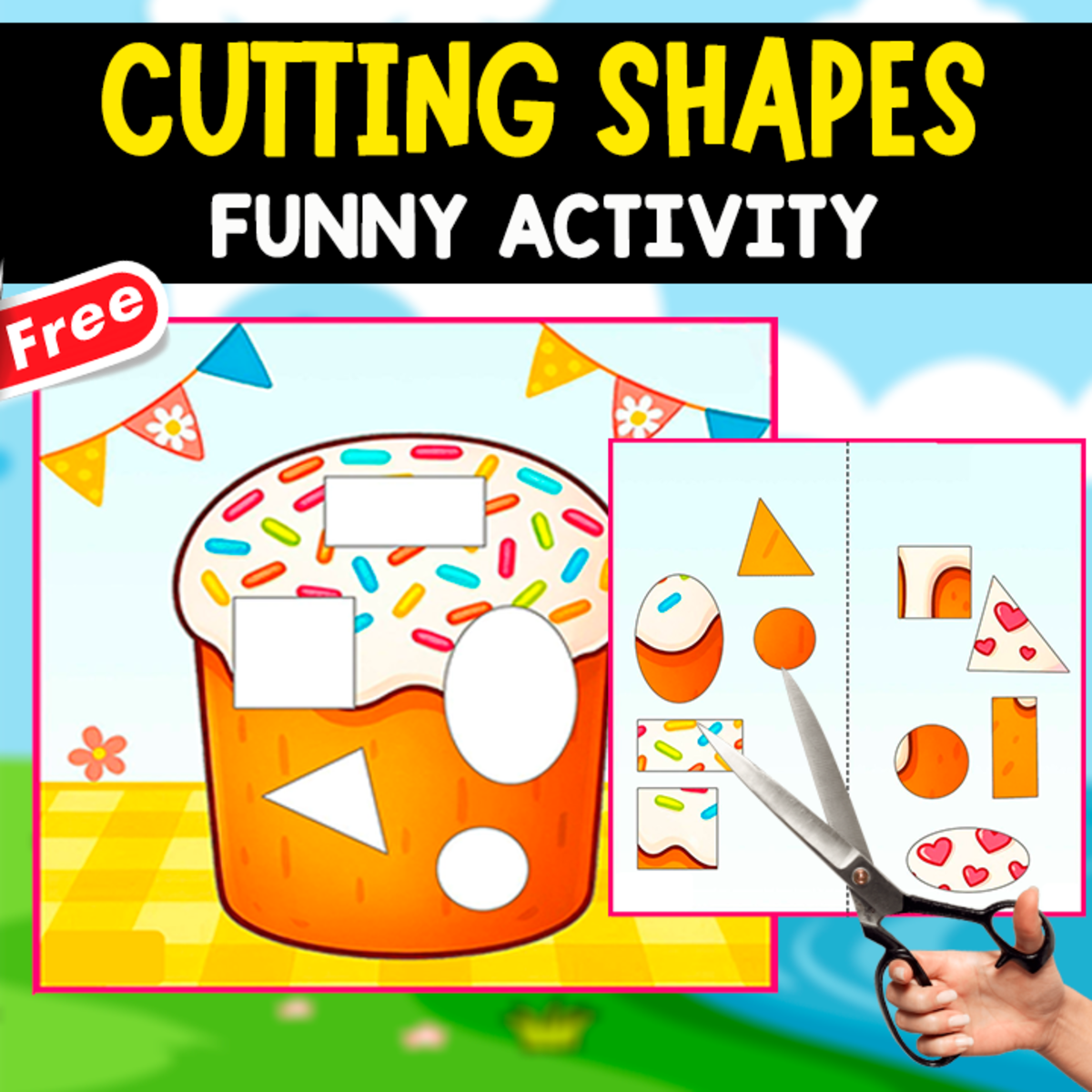 An educational teaching resource from EDITORIAL LAURA EDUCA entitled CUTTING SHAPES | FUNNY ACTIVITY FOR KIDS downloadable at Teach Simple.