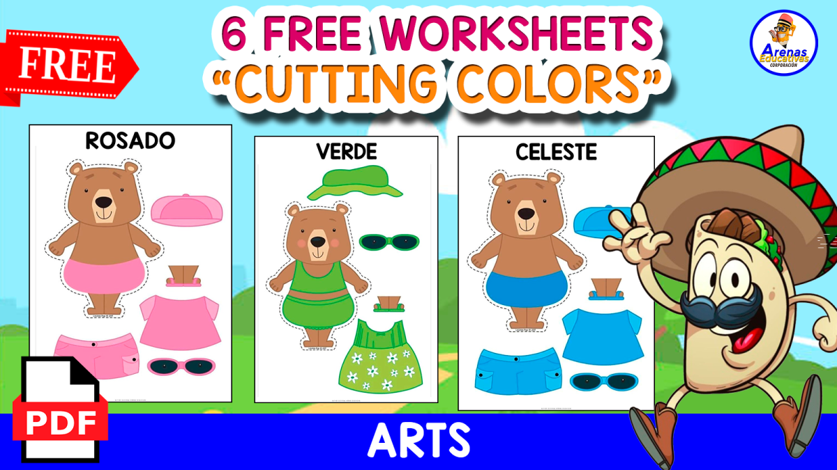 An educational teaching resource from EDITORIAL LAURA EDUCA entitled CUTTING THE COLORS IN SPANISH | 6 FREE EXERCISES downloadable at Teach Simple.