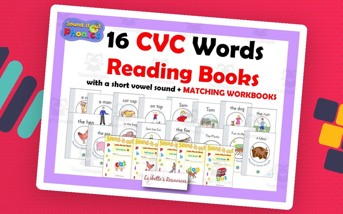An educational teaching resource from Lilibette's Resources entitled CVC Decodable Reading Books with a Short Vowel Sound with Workbooks downloadable at Teach Simple.