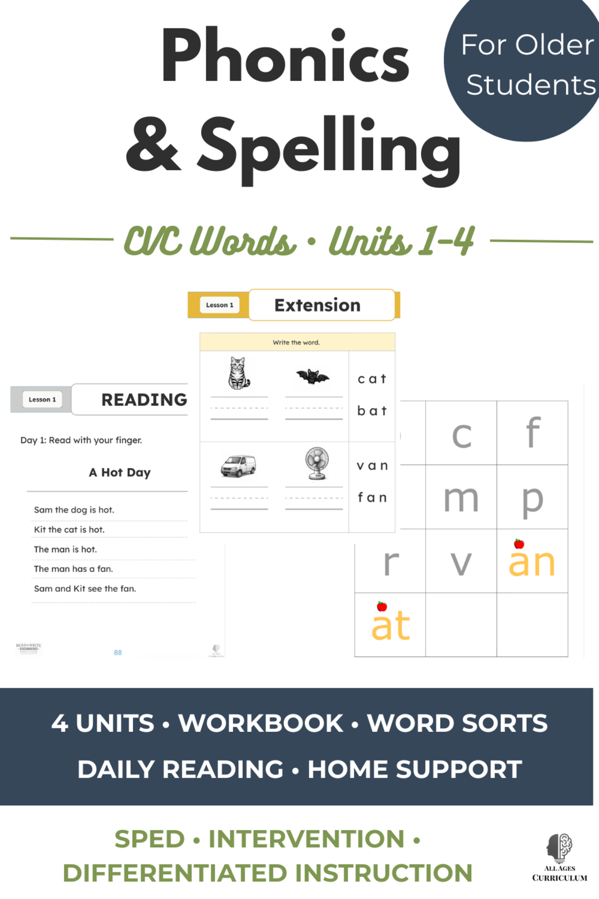 An educational teaching resource from Learning Foundry entitled CVC Phonics & Spelling Intervention | Older Struggling Readers downloadable at Teach Simple.