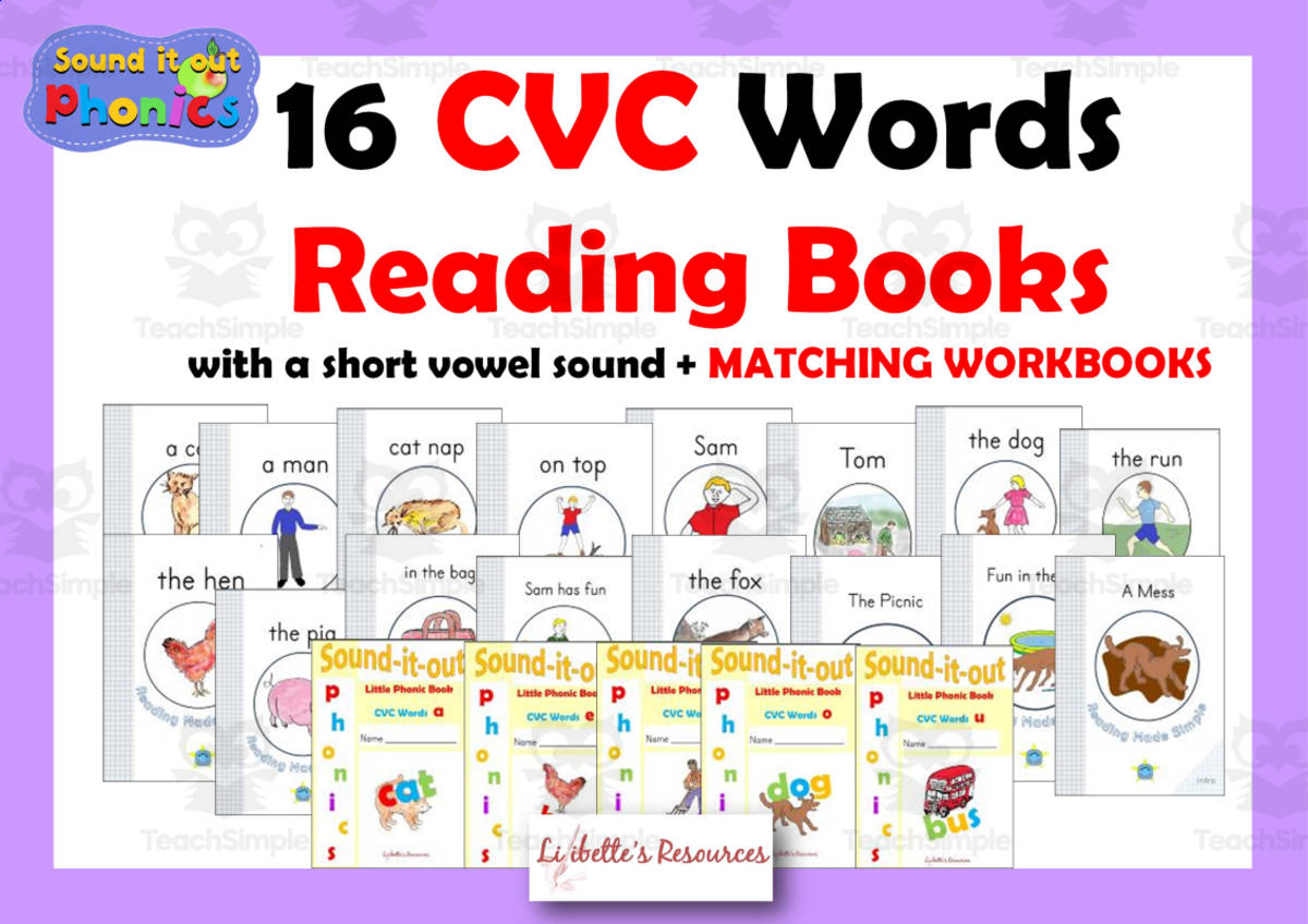 An educational teaching resource from Lilibette's Resources entitled CVC Short Vowel Phonic Reading Books Fully Decodable + Workbooks downloadable at Teach Simple.