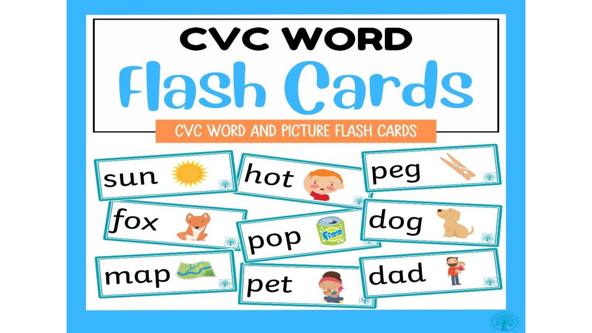An educational teaching resource from SEN Resource Source entitled CVC Word and Picture Flash Cards downloadable at Teach Simple.