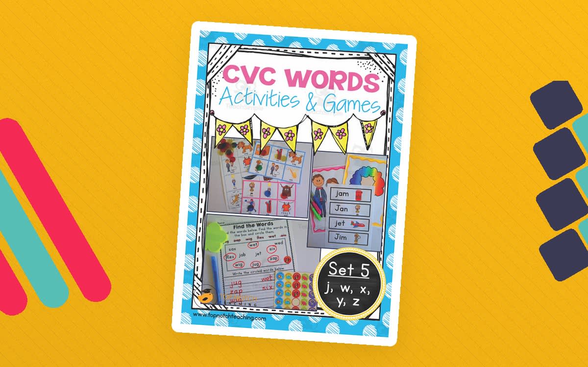An educational teaching resource from Top Notch Teaching entitled CVC Words Activity Packet - Set 5 downloadable at Teach Simple.