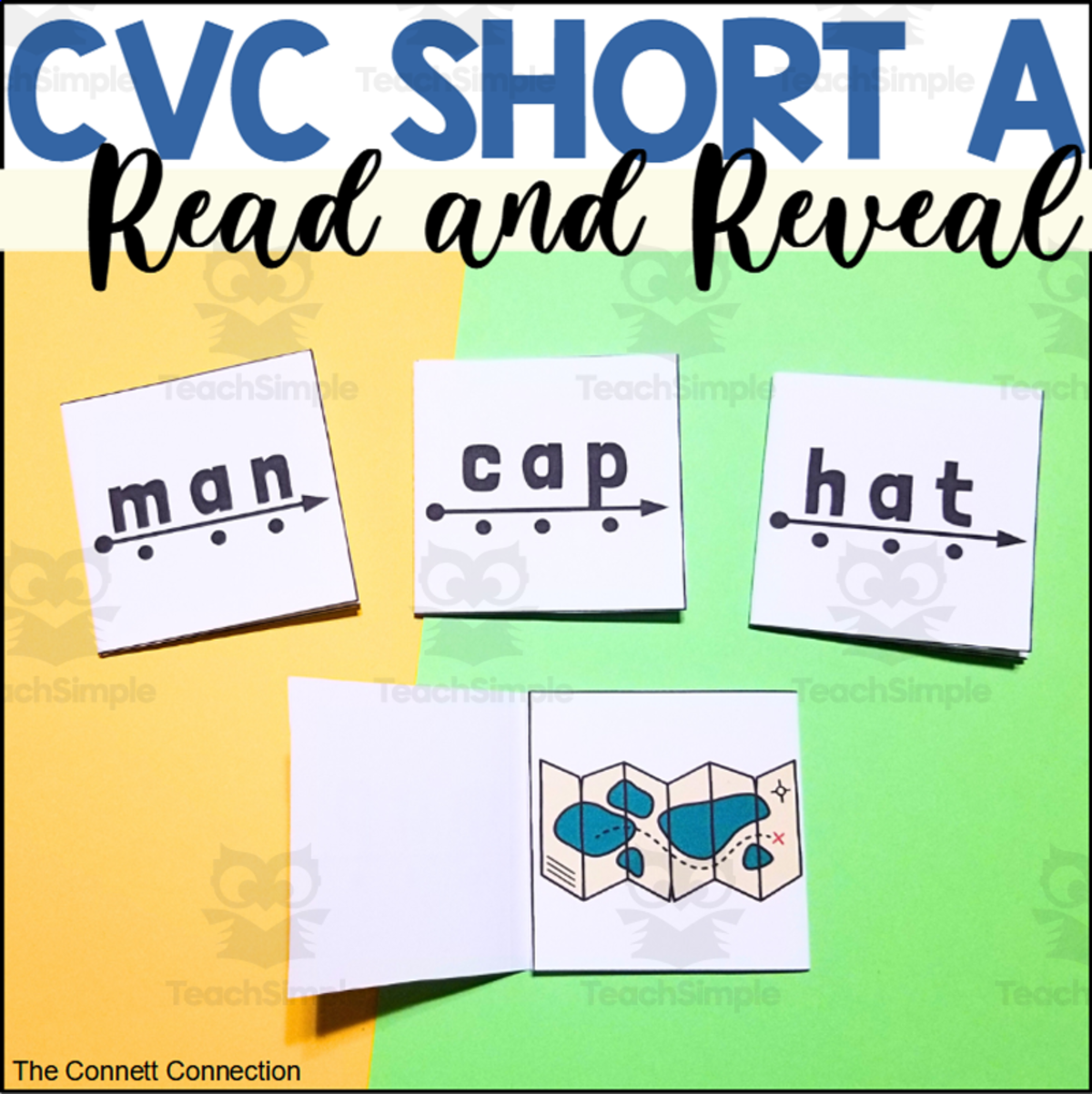 An educational teaching resource from The Connett Connection entitled CVC Words Read and Reveal Blending Cards Short A Words downloadable at Teach Simple.