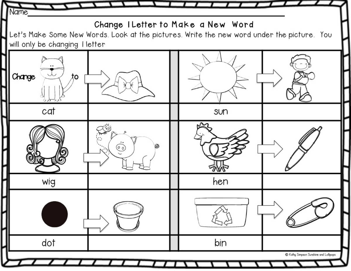 An educational teaching resource from Sunshine and Lollipops entitled CVC Worksheets: Change One Letter Sound to Make New Words downloadable at Teach Simple.