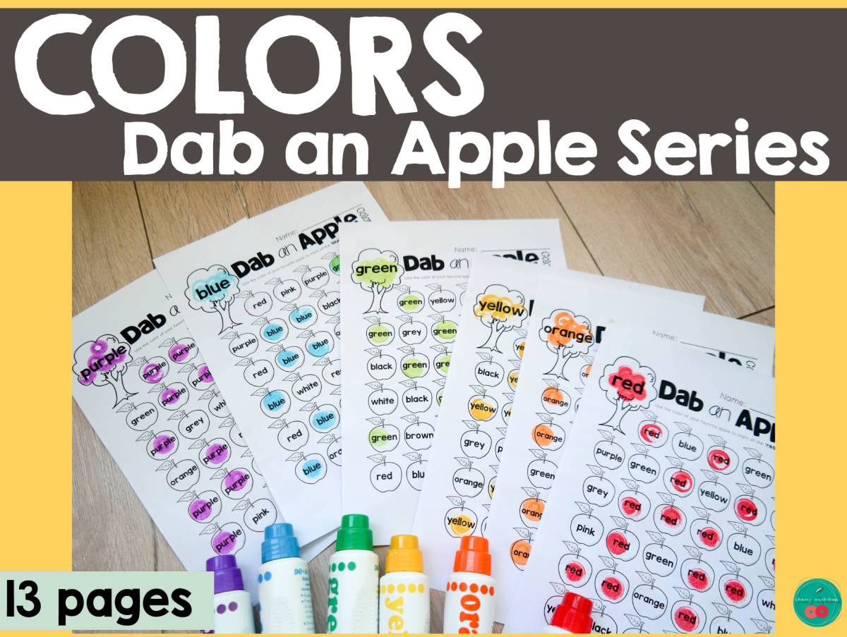 An educational teaching resource from Cherry Workshop entitled Dab a Color downloadable at Teach Simple.