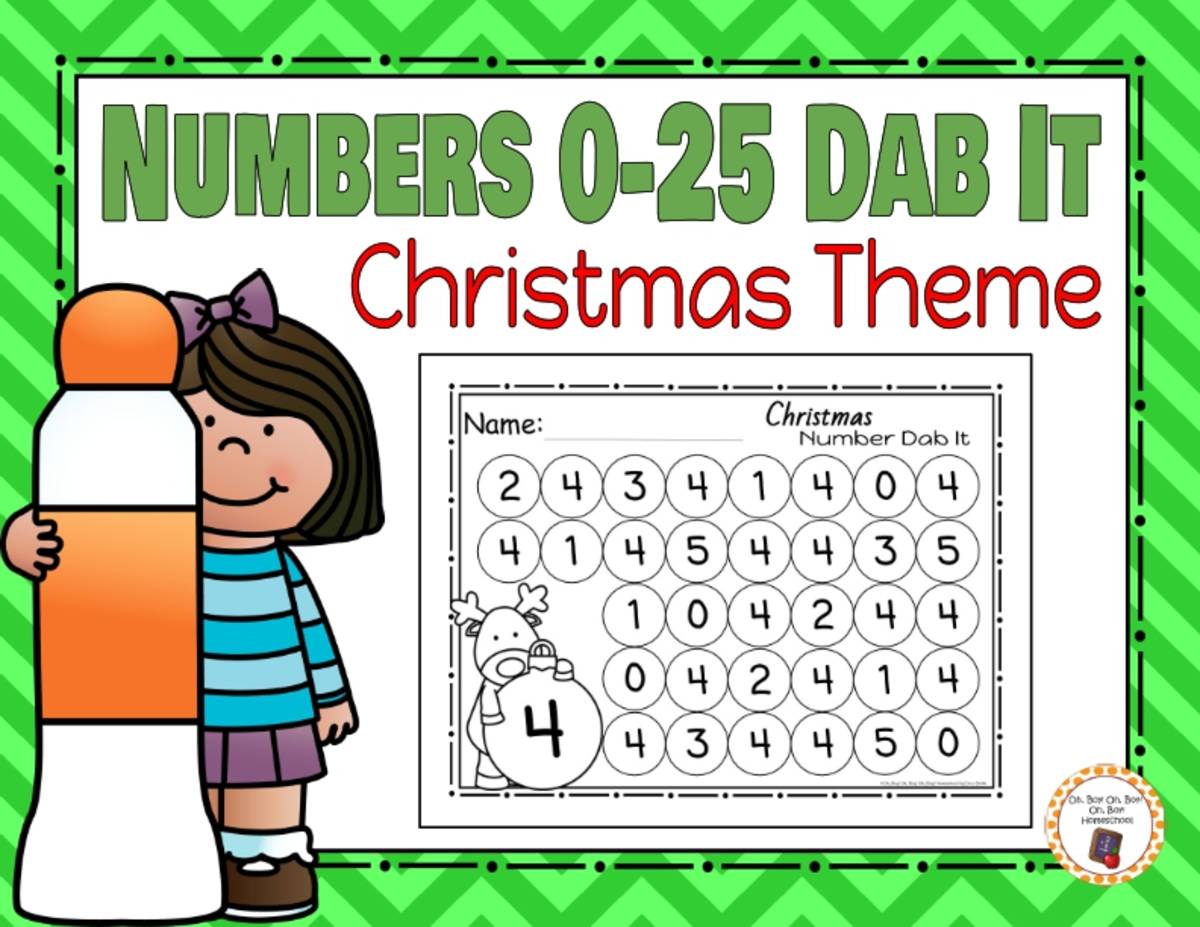 An educational teaching resource from Oh Boy Homeschool entitled Dab it Numbers 0-25 Activity - Christmas Theme downloadable at Teach Simple.