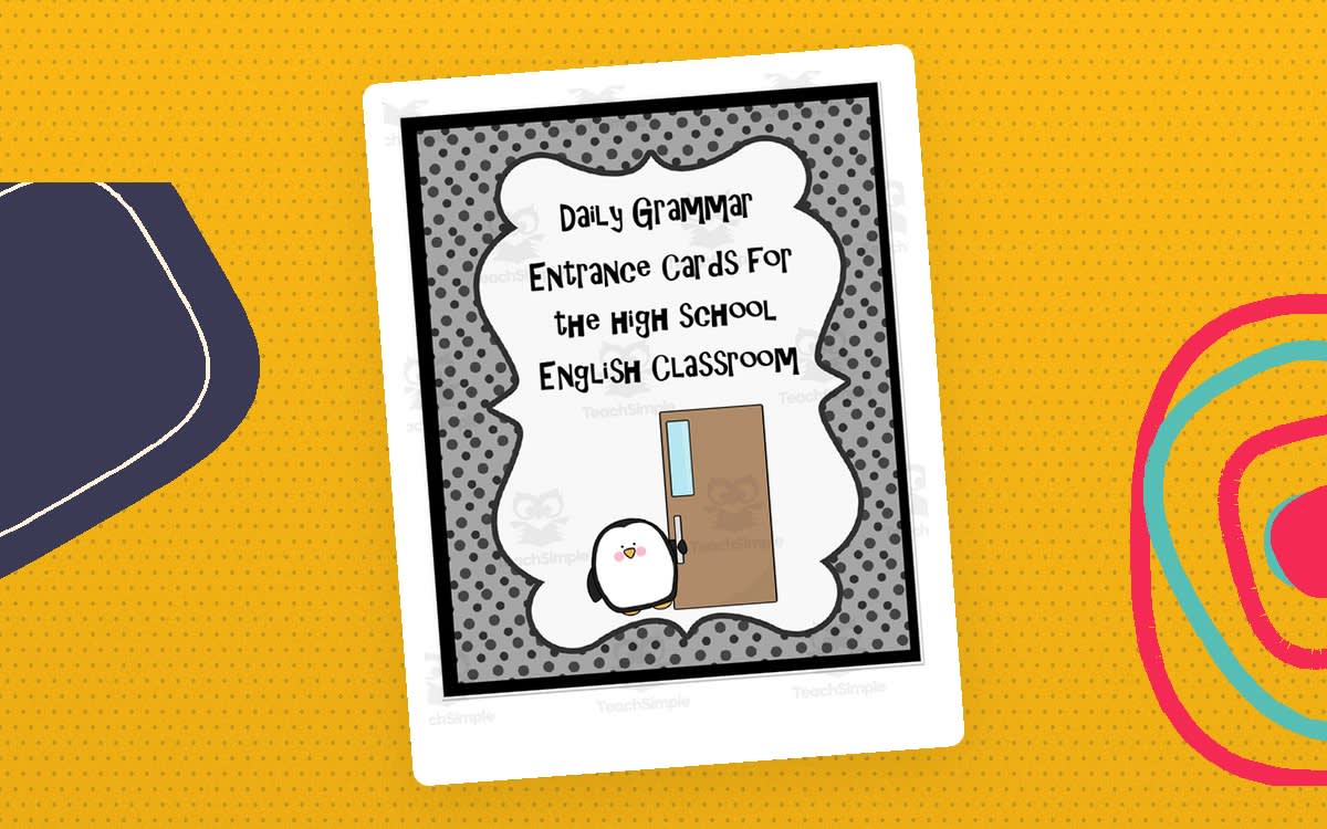An educational teaching resource from Time Thrifty Teacher entitled Daily Grammar Entrance Cards downloadable at Teach Simple.