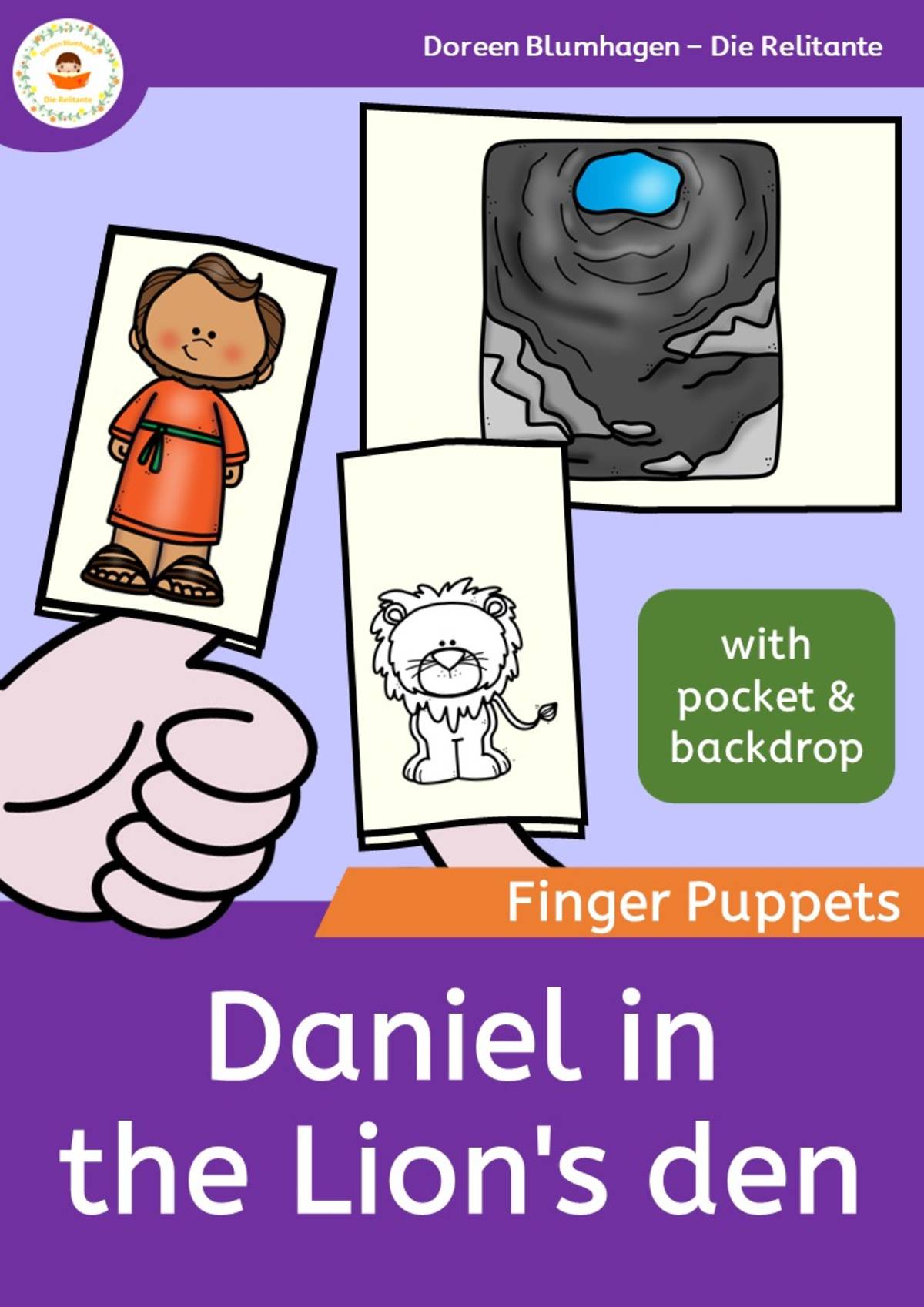 An educational teaching resource from Die Relitante entitled Daniel in the Lion's den - Finger Puppets - Bible story downloadable at Teach Simple.