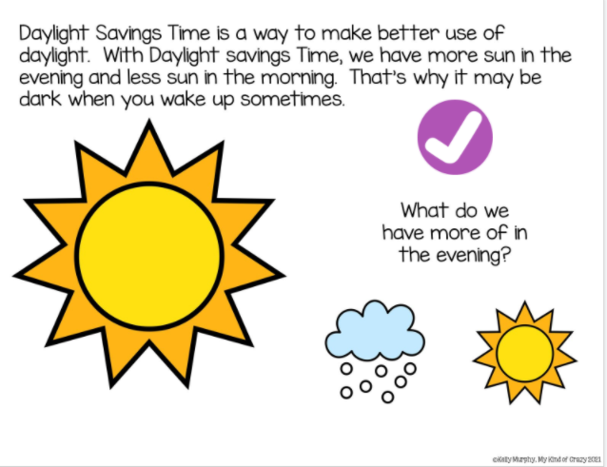 An educational teaching resource from My Kind of Crazy entitled Daylight Savings Time Adapted Book - Google Slides downloadable at Teach Simple.