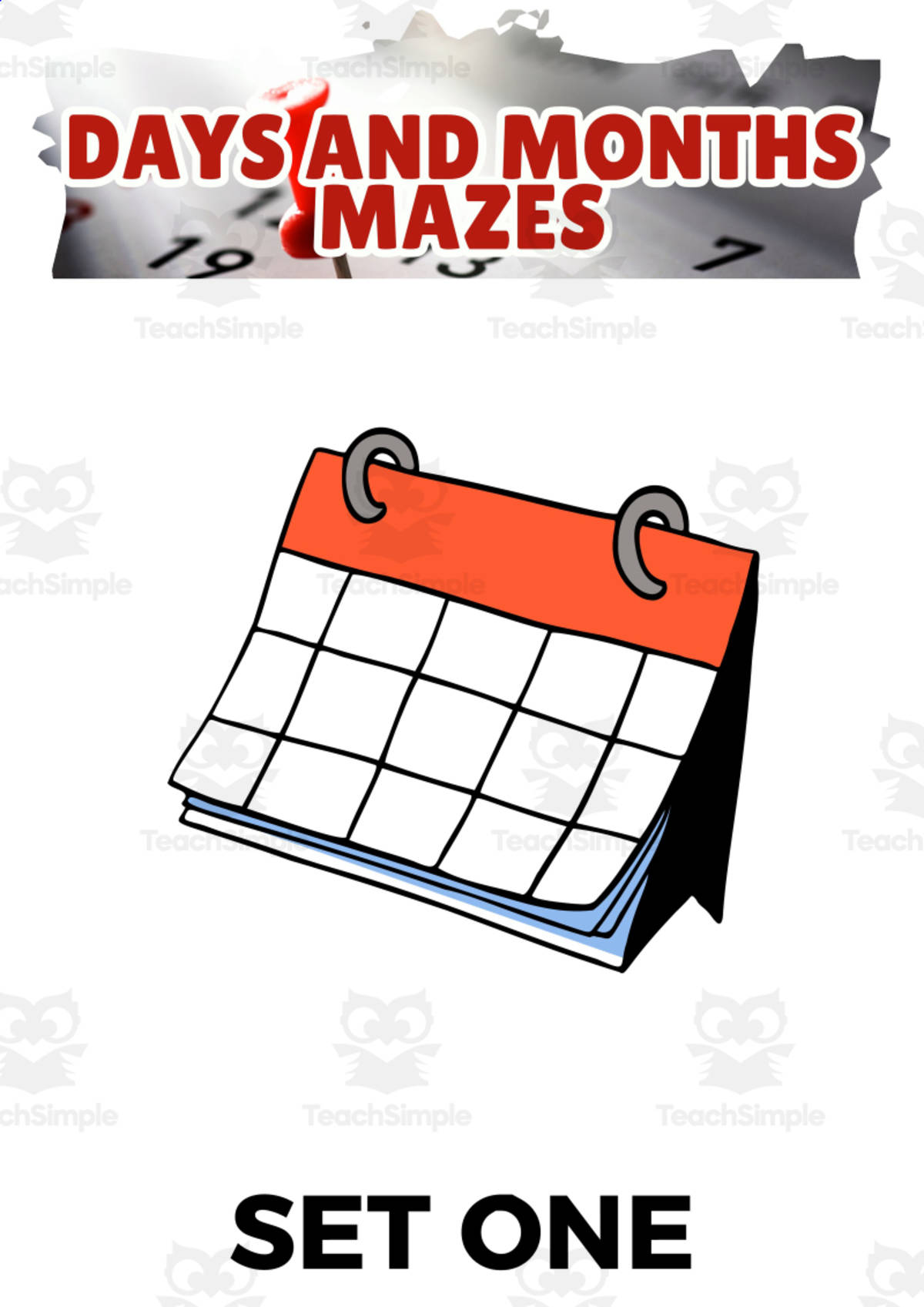 An educational teaching resource from Cored Education entitled Days and Months Maze: 1 Page Sample (PDF) downloadable at Teach Simple.