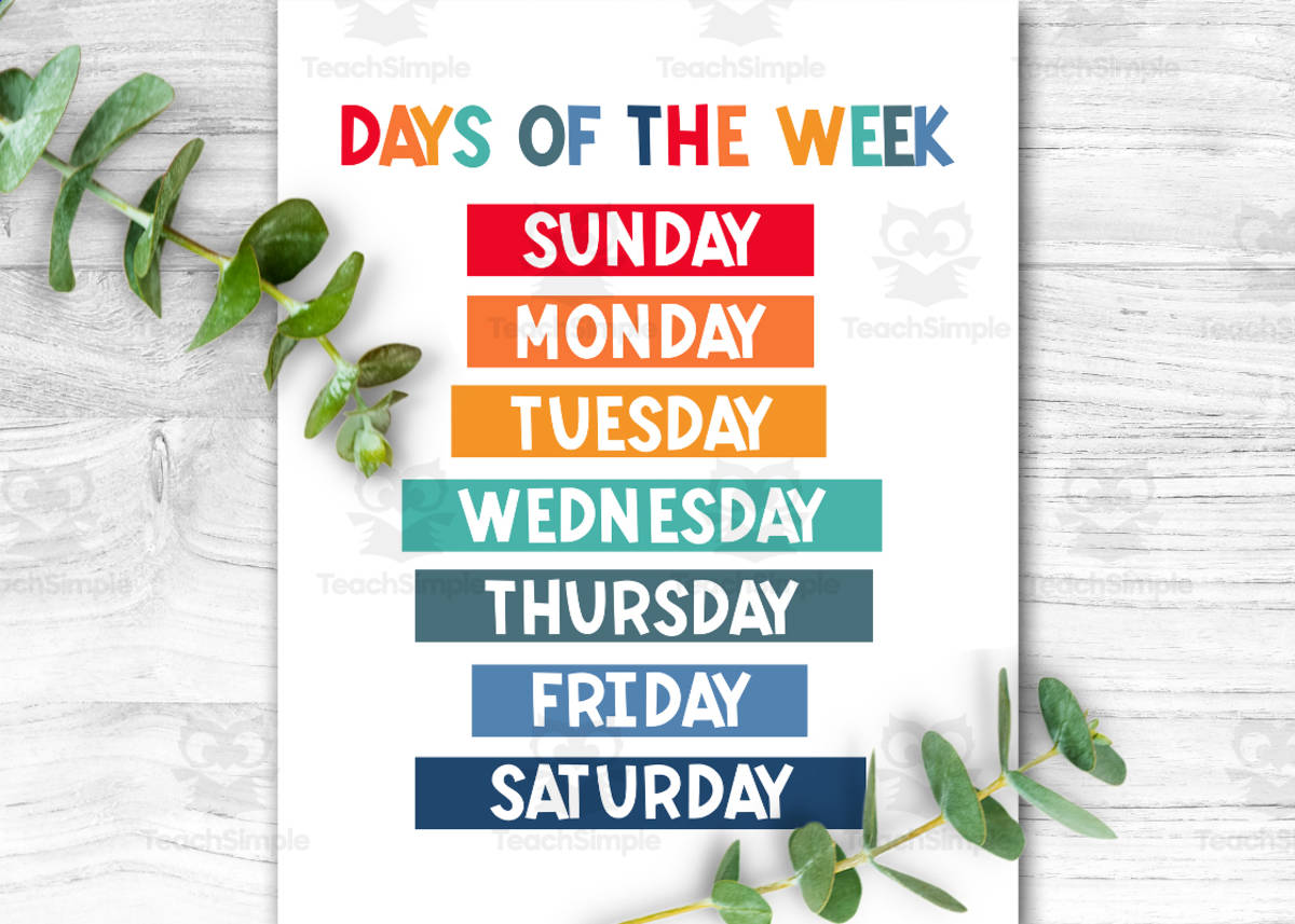 An educational teaching resource from Forever June Digital Design entitled Days of the Week Classroom Poster, Back to School Printables, Early Childhood Education, Rainbow Decor, Special Education Calendar Print, Instant Download downloadable at Teach Simple.