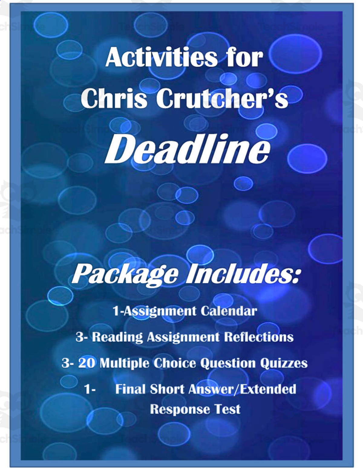 An educational teaching resource from Time Thrifty Teacher entitled Deadline by Chris Crutcher | Novel Study Guide downloadable at Teach Simple.