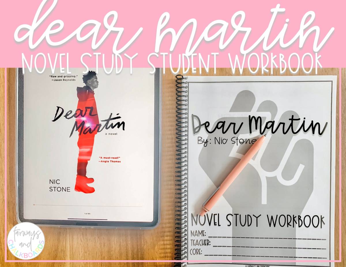 An educational teaching resource from Fairways and Chalkboards entitled Dear Martin Novel Study Student Workbook downloadable at Teach Simple.