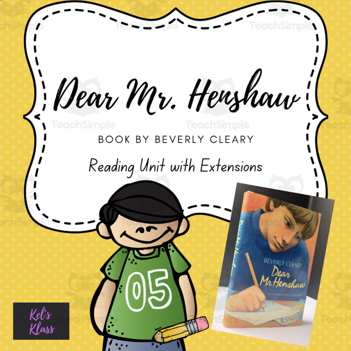 An educational teaching resource from Kel's Klass entitled Dear Mr. Henshaw Reading Unit w/ Extensions (eLearning, STEM, Soc. Studies) downloadable at Teach Simple.