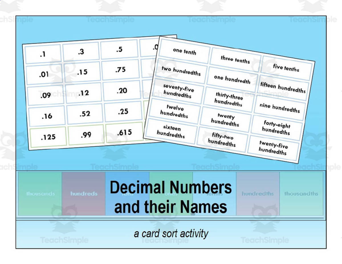 An educational teaching resource from Virtually Montessori entitled Decimal Numbers and their Names Card Sort Activity downloadable at Teach Simple.