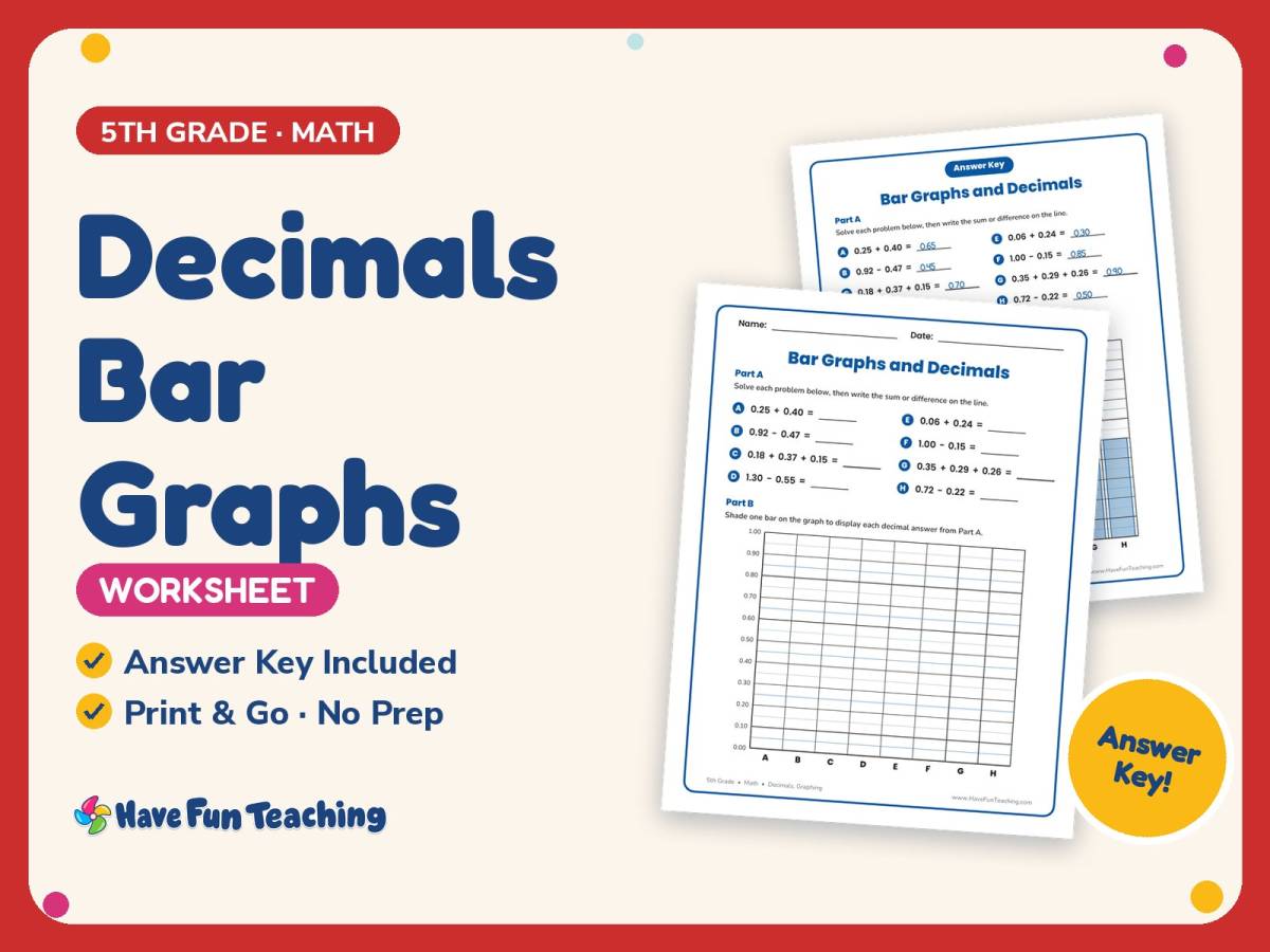 Decimals Bar Graphs Worksheet – 5th Grade Graphing Practice preview