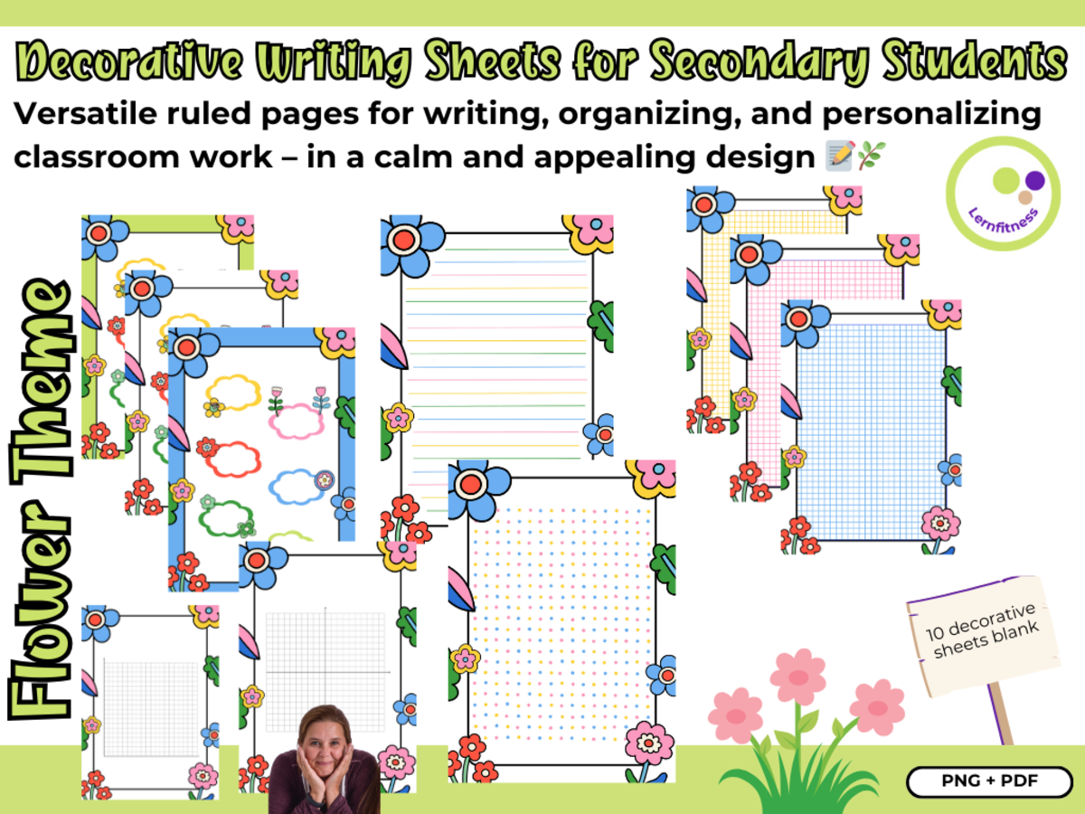 An educational teaching resource from Lernfitness entitled Decorative Writing Sheets for Secondary Students downloadable at Teach Simple.