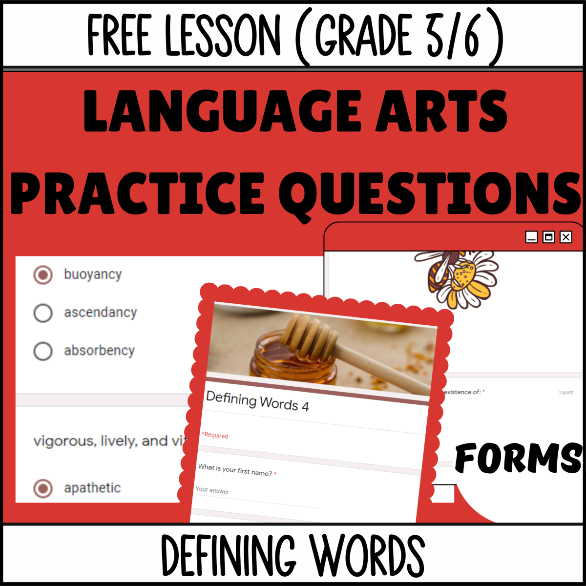 An educational teaching resource from Cored Education entitled Defining Words Sample Lesson - Vocabulary Grade 5-6 (Forms) downloadable at Teach Simple.