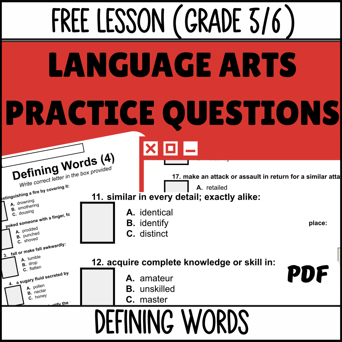 An educational teaching resource from Cored Education entitled Defining Words Sample Lesson - Vocabulary Grade 5-6 (PDF) downloadable at Teach Simple.