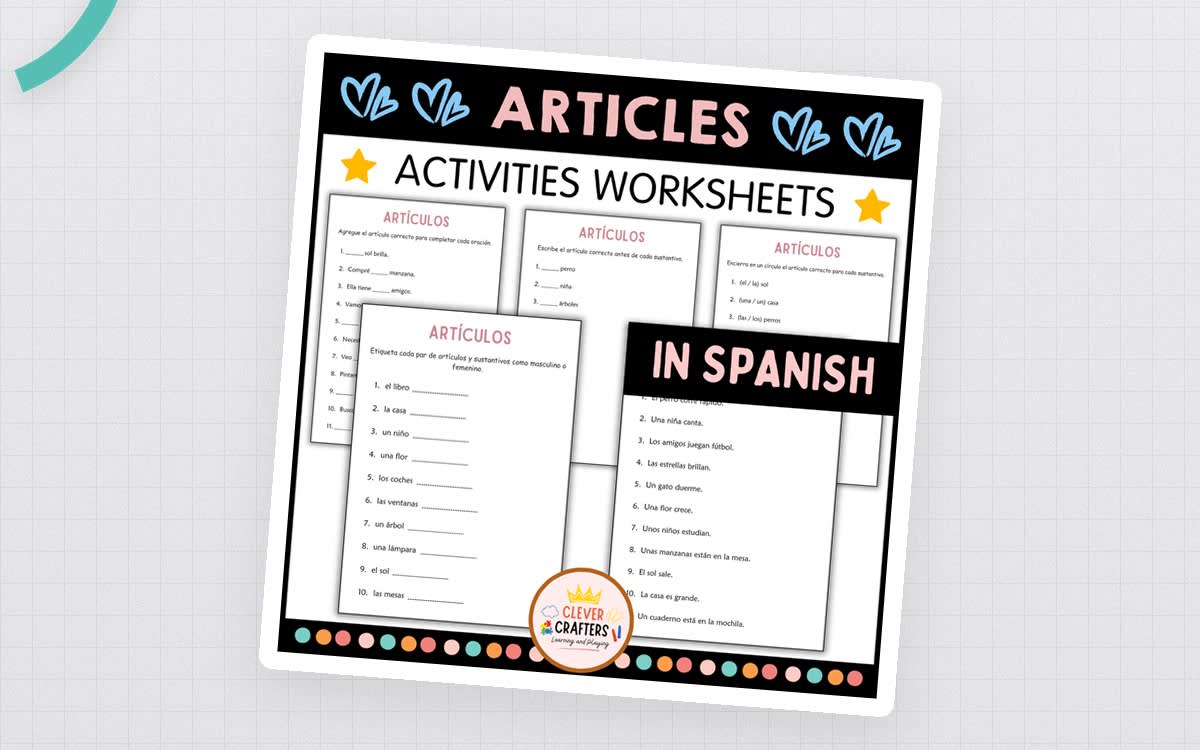An educational teaching resource from Clever Crafters entitled Definite and Indefinite Articles (el, la, los, las) in Spanish downloadable at Teach Simple.