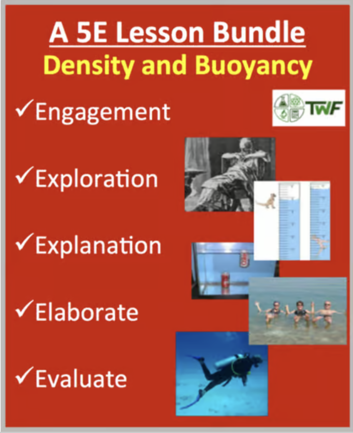 An educational teaching resource from Teach With Fergy entitled Density and Buoyancy – 5E Lesson Bundle downloadable at Teach Simple.