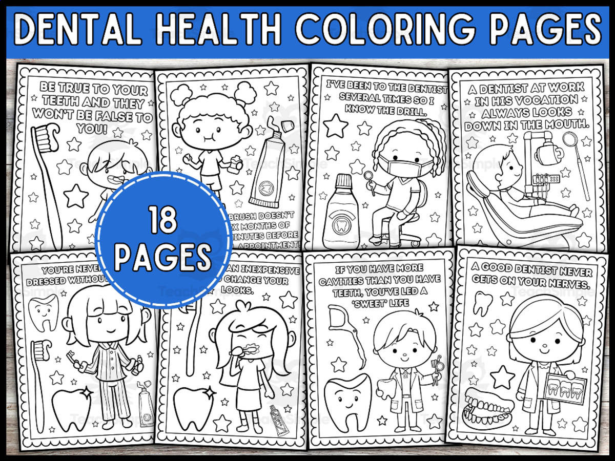 An educational teaching resource from Wonderland School entitled Dental Health Coloring Pages | Dental Hygiene Colorig Pages downloadable at Teach Simple.
