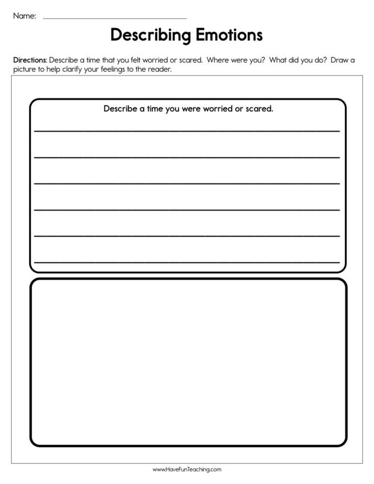 An educational teaching resource from Have Fun Teaching entitled Describing Emotions Worksheet downloadable at Teach Simple.