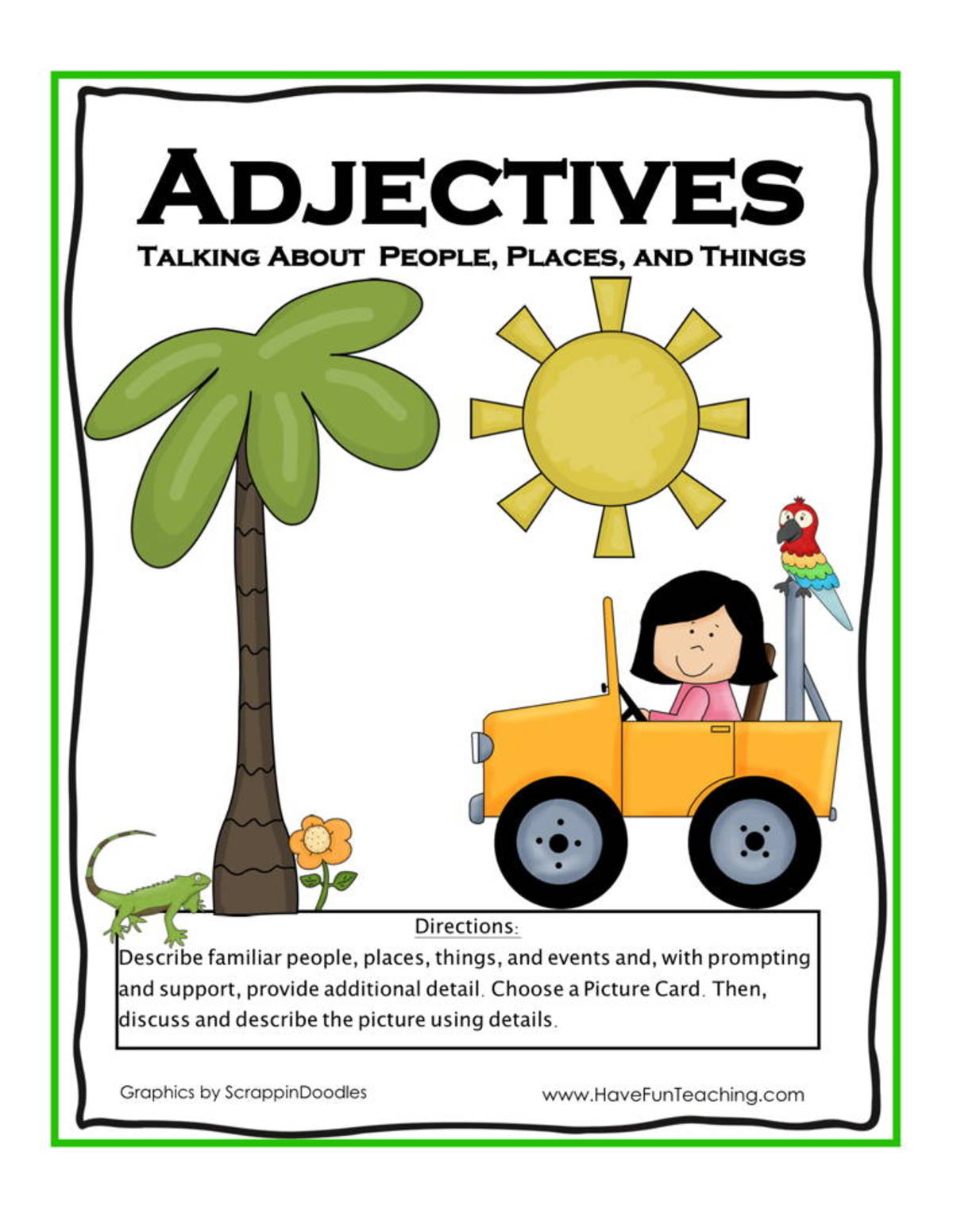 An educational teaching resource from Have Fun Teaching entitled Describing Nouns Adjective Activity downloadable at Teach Simple.