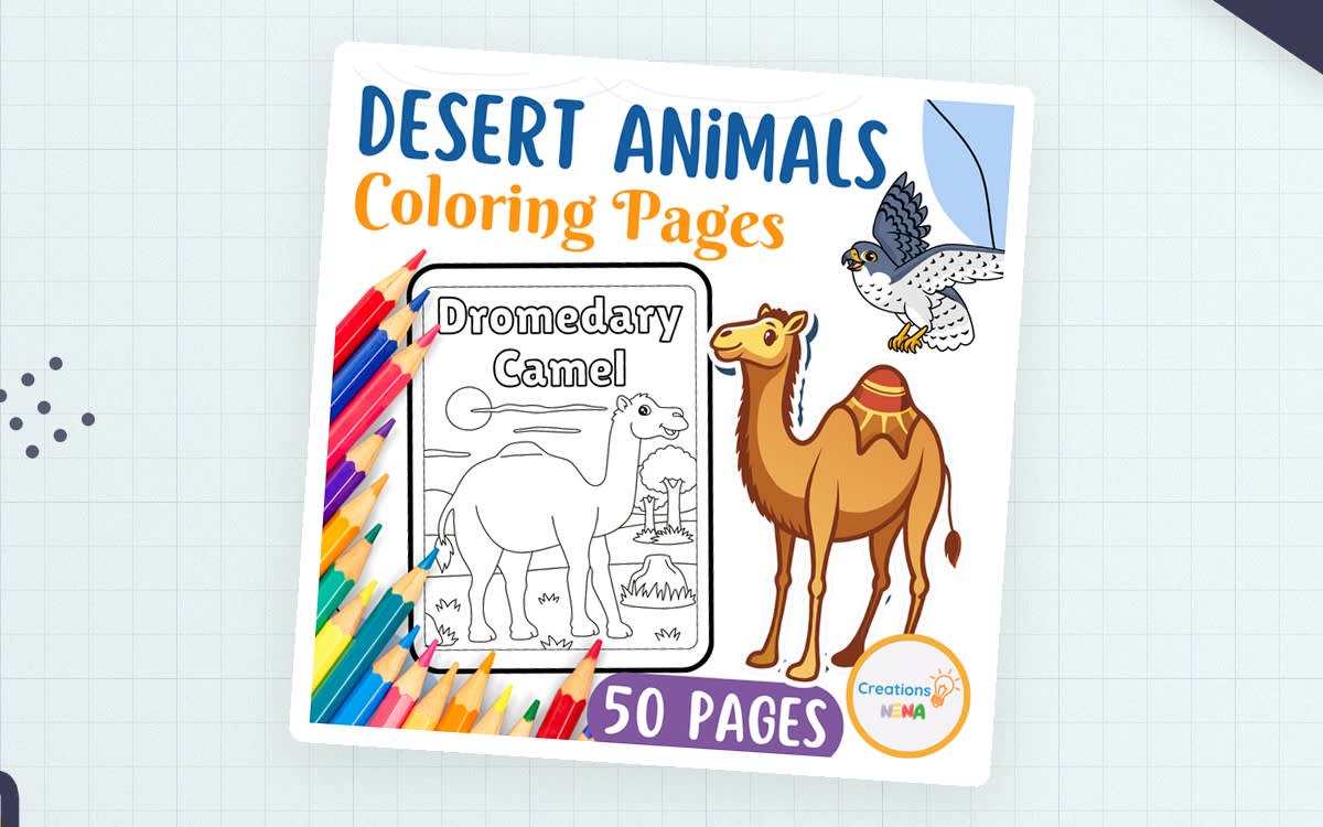 An educational teaching resource from Nena Creations entitled Desert Animals Colouring Pages. downloadable at Teach Simple.