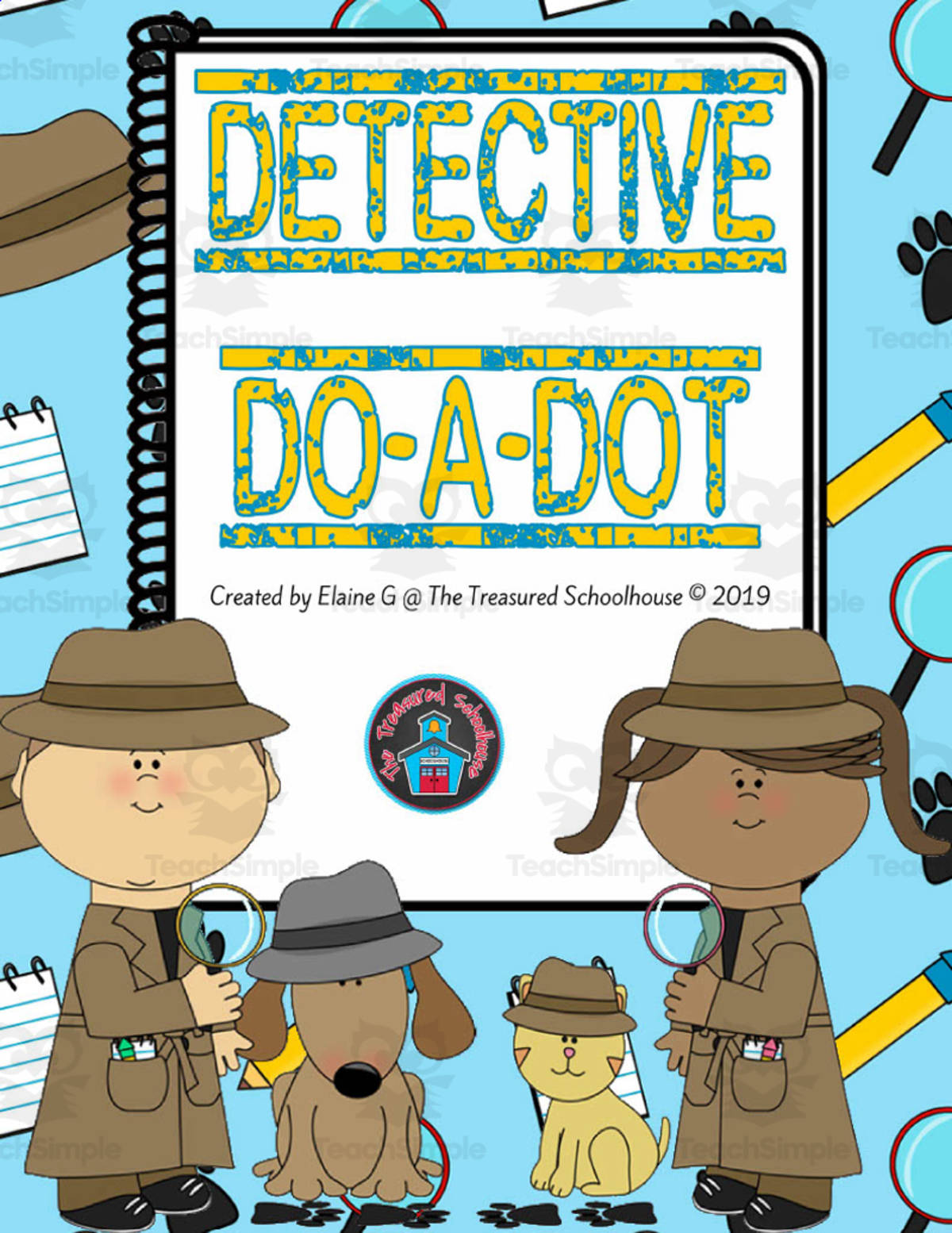 An educational teaching resource from The Treasured Schoolhouse entitled Detective Do-A-Dots Activity downloadable at Teach Simple.