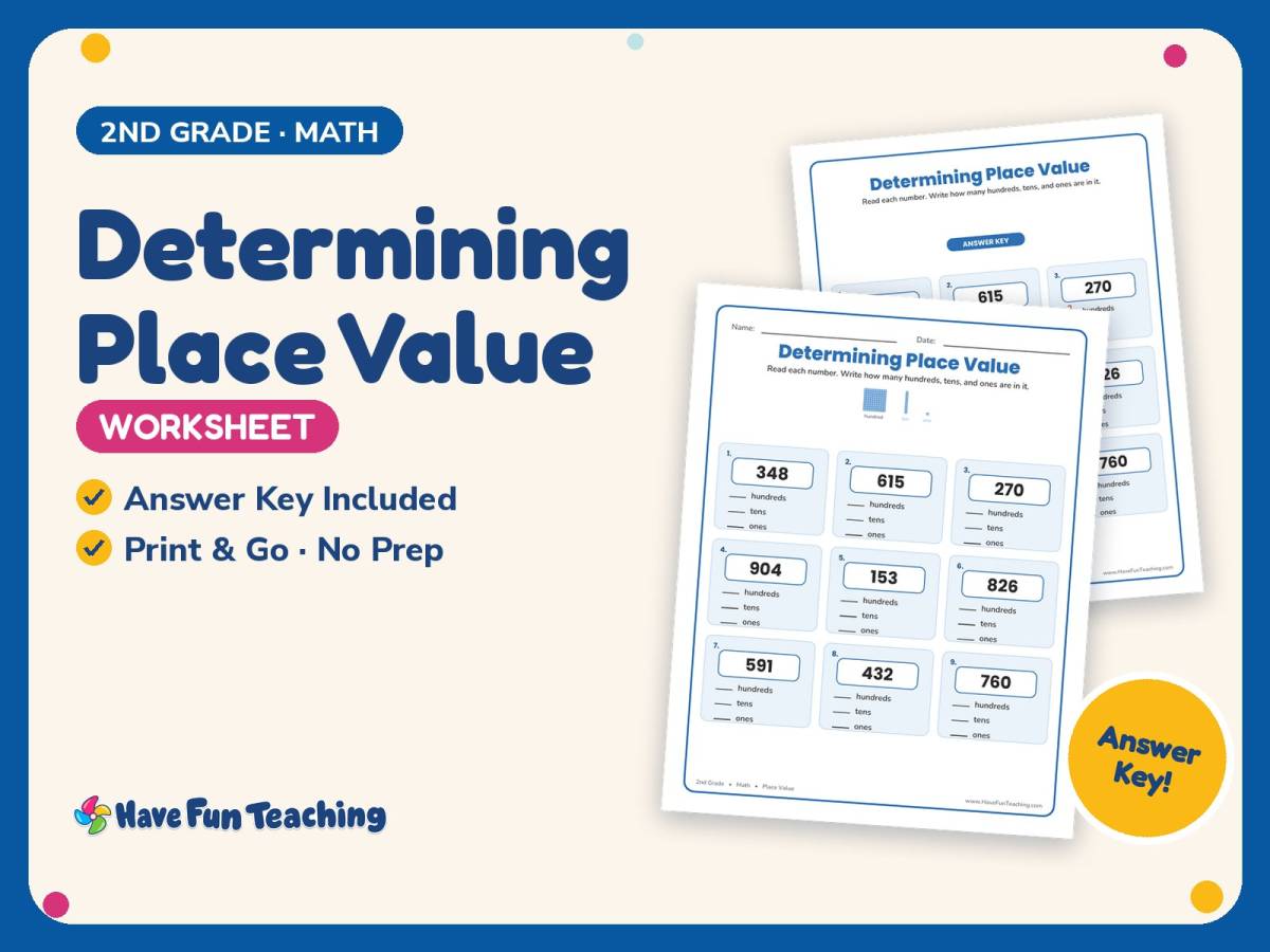 Determining Place Value Worksheet – 2nd Grade Base 10 Practice preview