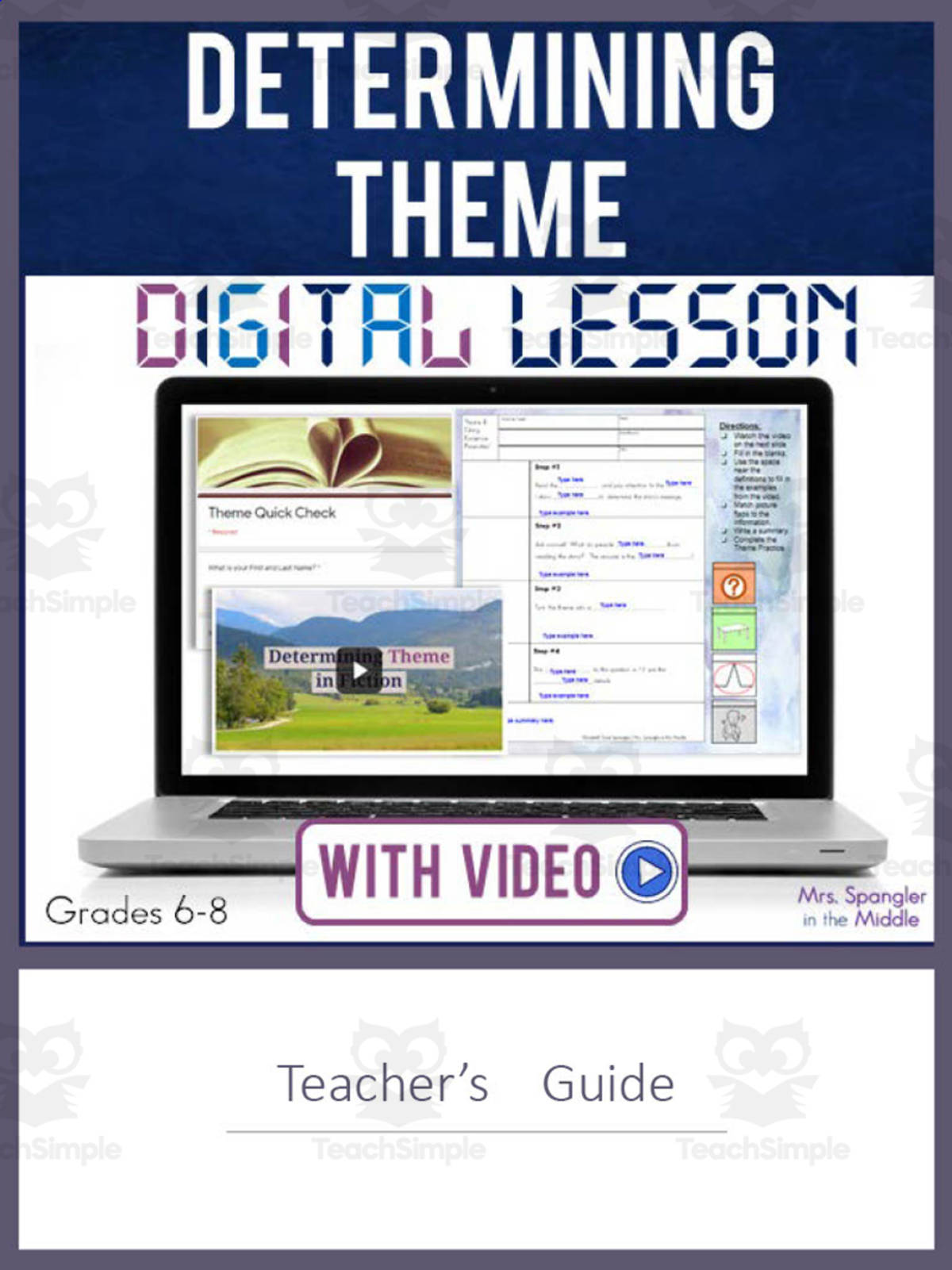 An educational teaching resource from Mrs. Spangler in the Middle entitled Determining Theme Digital Lesson downloadable at Teach Simple.