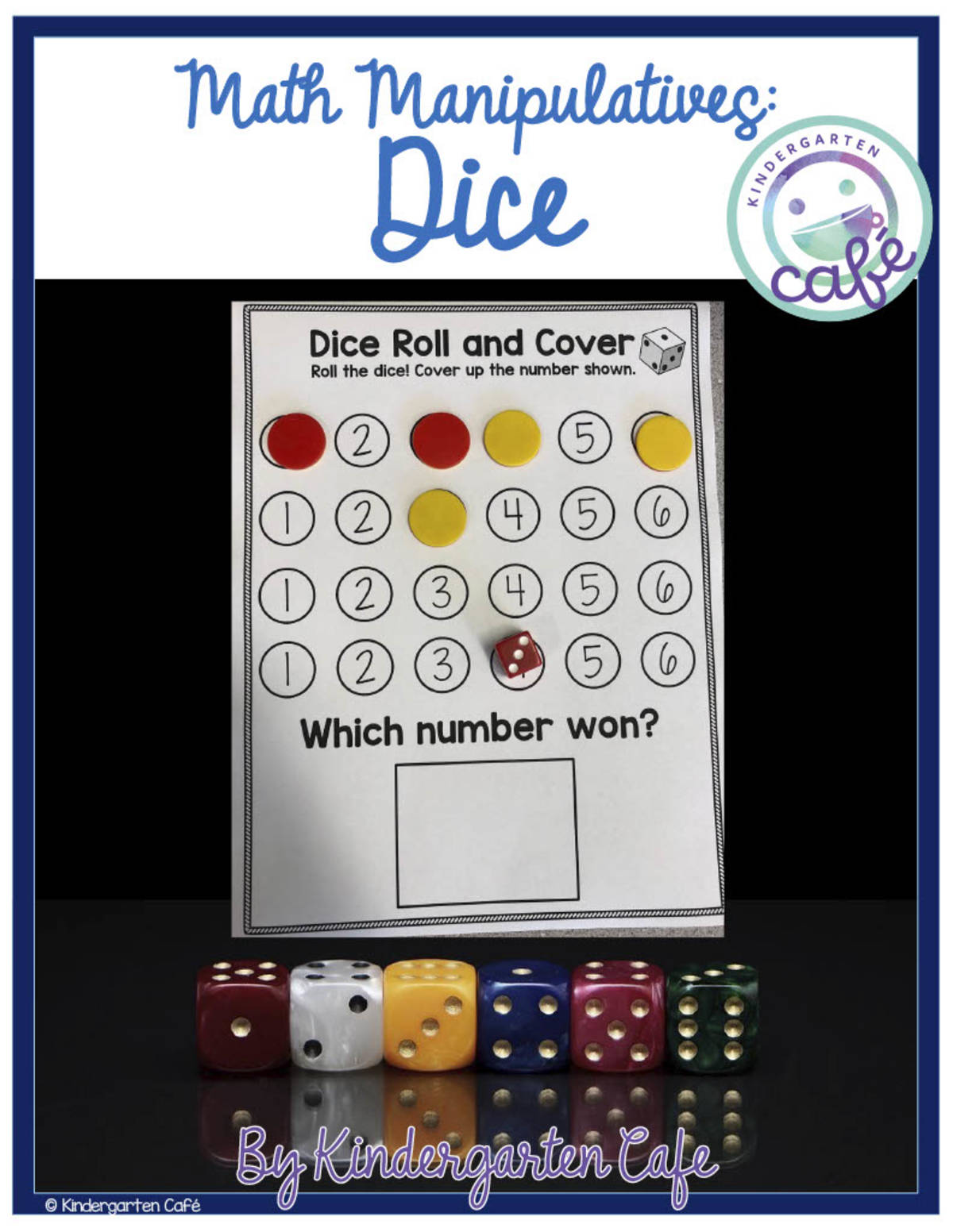 An educational teaching resource from Kindergarten Cafe entitled Dice Roll and Cover Printables – 2-Game Set downloadable at Teach Simple.