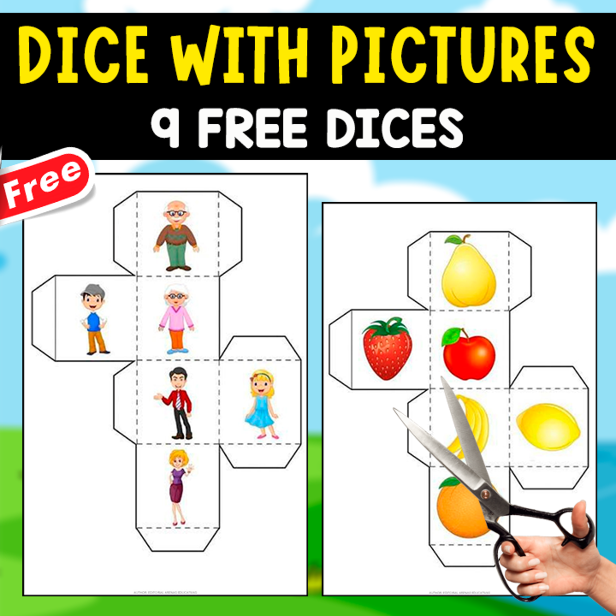 An educational teaching resource from EDITORIAL LAURA EDUCA entitled DICE WITH PICTURES | VOCABULARY DICES downloadable at Teach Simple.